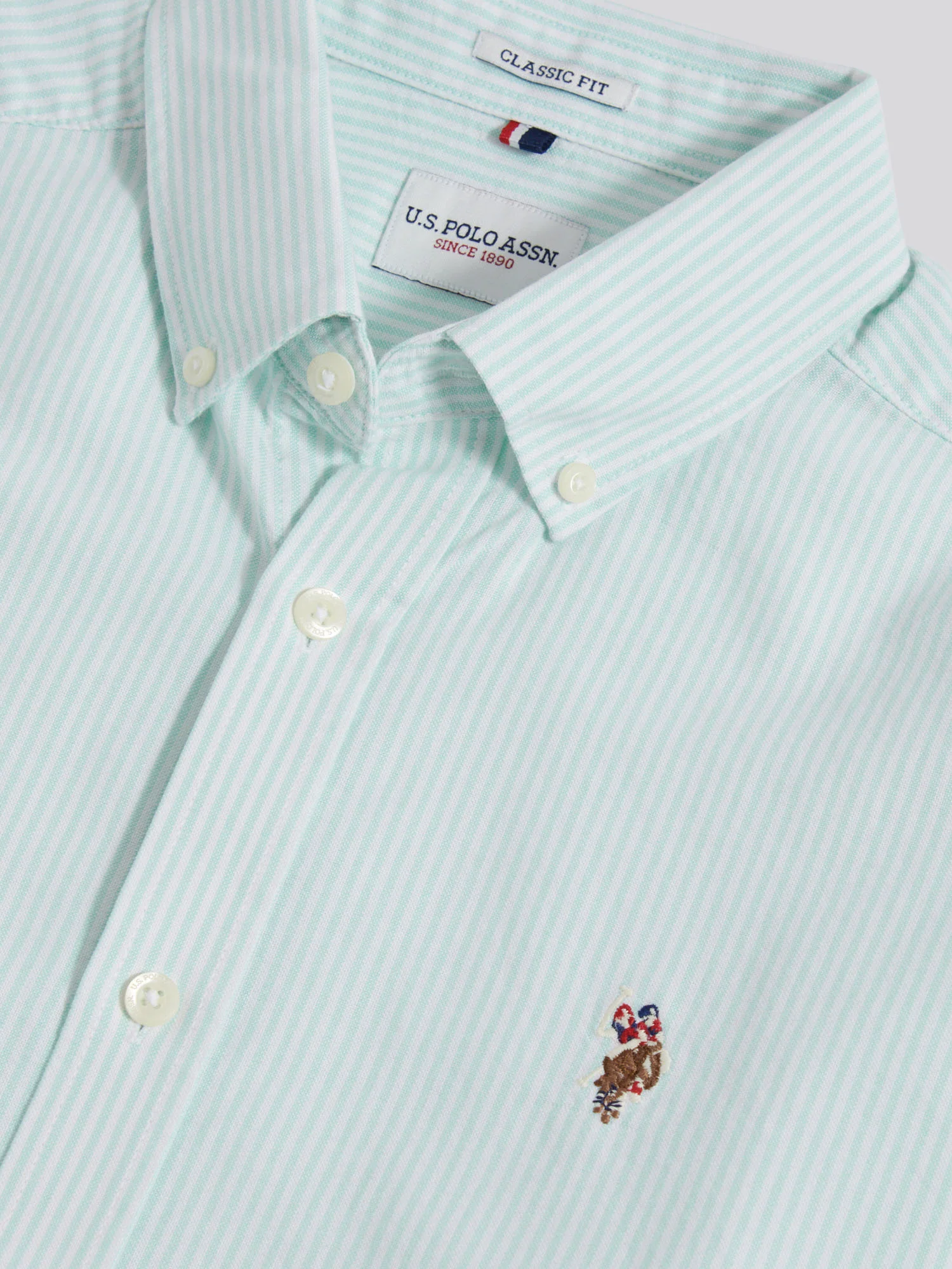 Mens Oxford Stripe Shirt Ice Green - Image 9