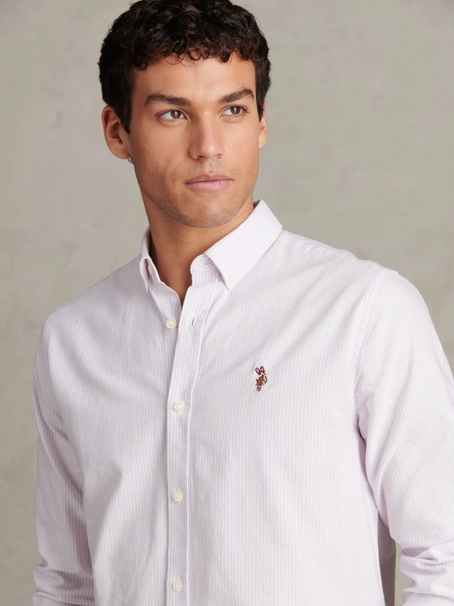 Mens Oxford Stripe Shirt Lilac Breeze - Image 2