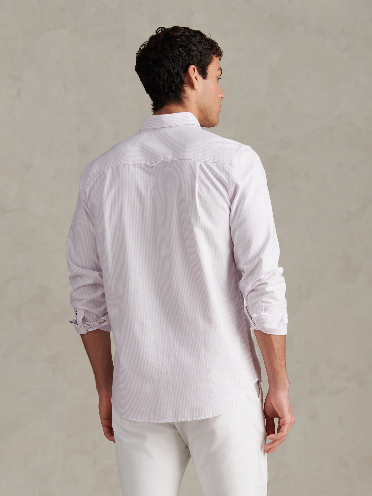 Mens Oxford Stripe Shirt Lilac Breeze - Image 4