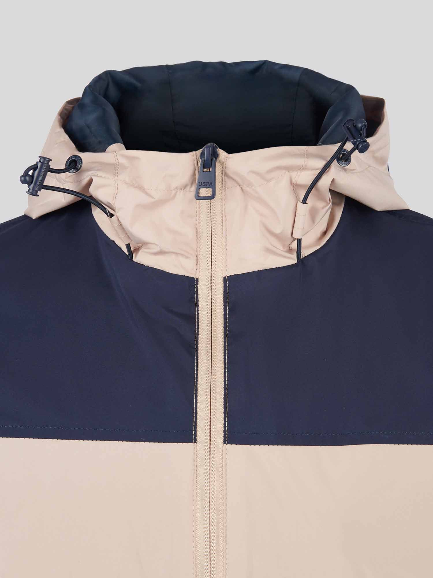 Mens Panelled Windbreaker Jacket in Doeskin - Image 10