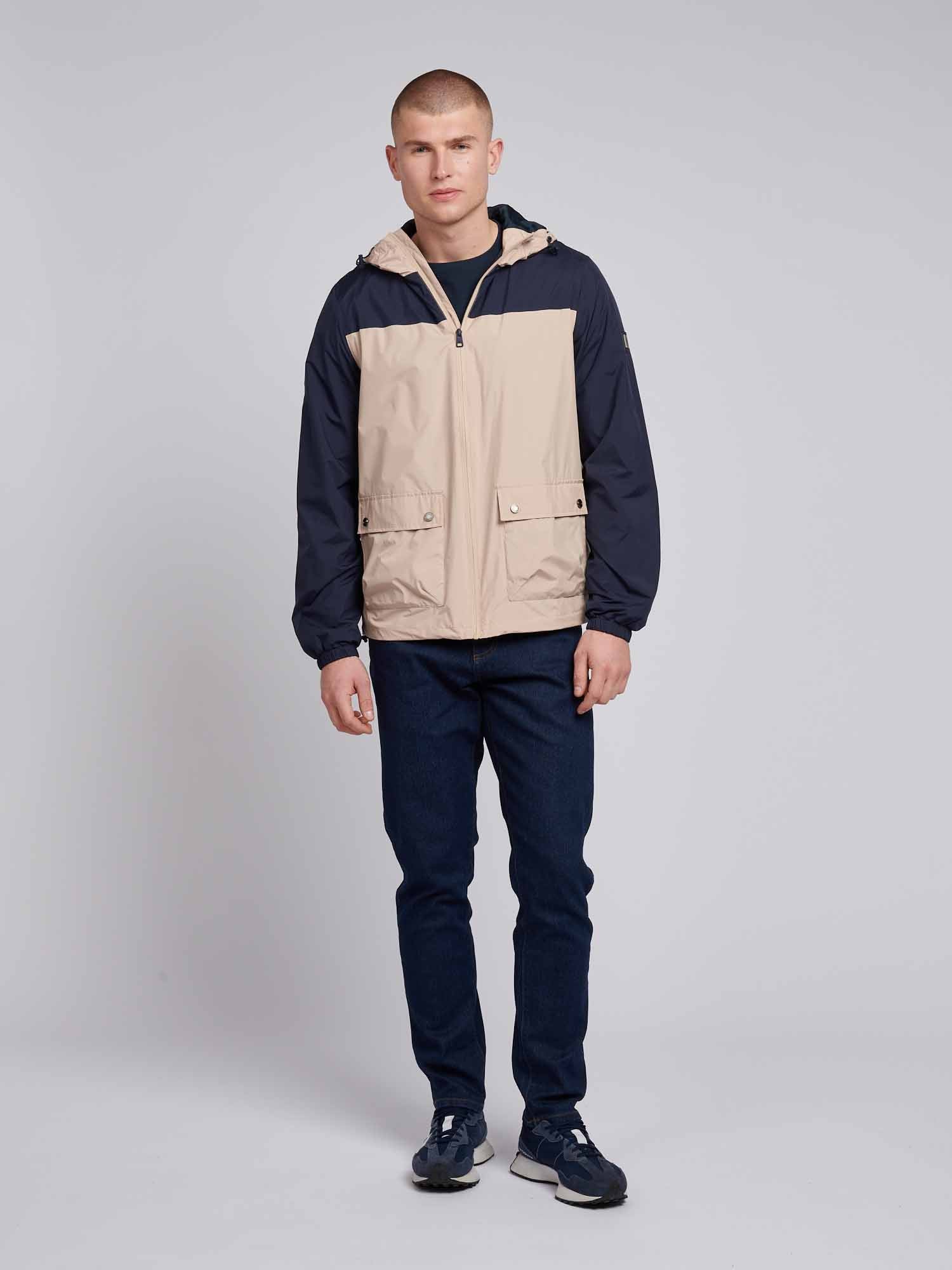 Mens Panelled Windbreaker Jacket in Doeskin - Image 3