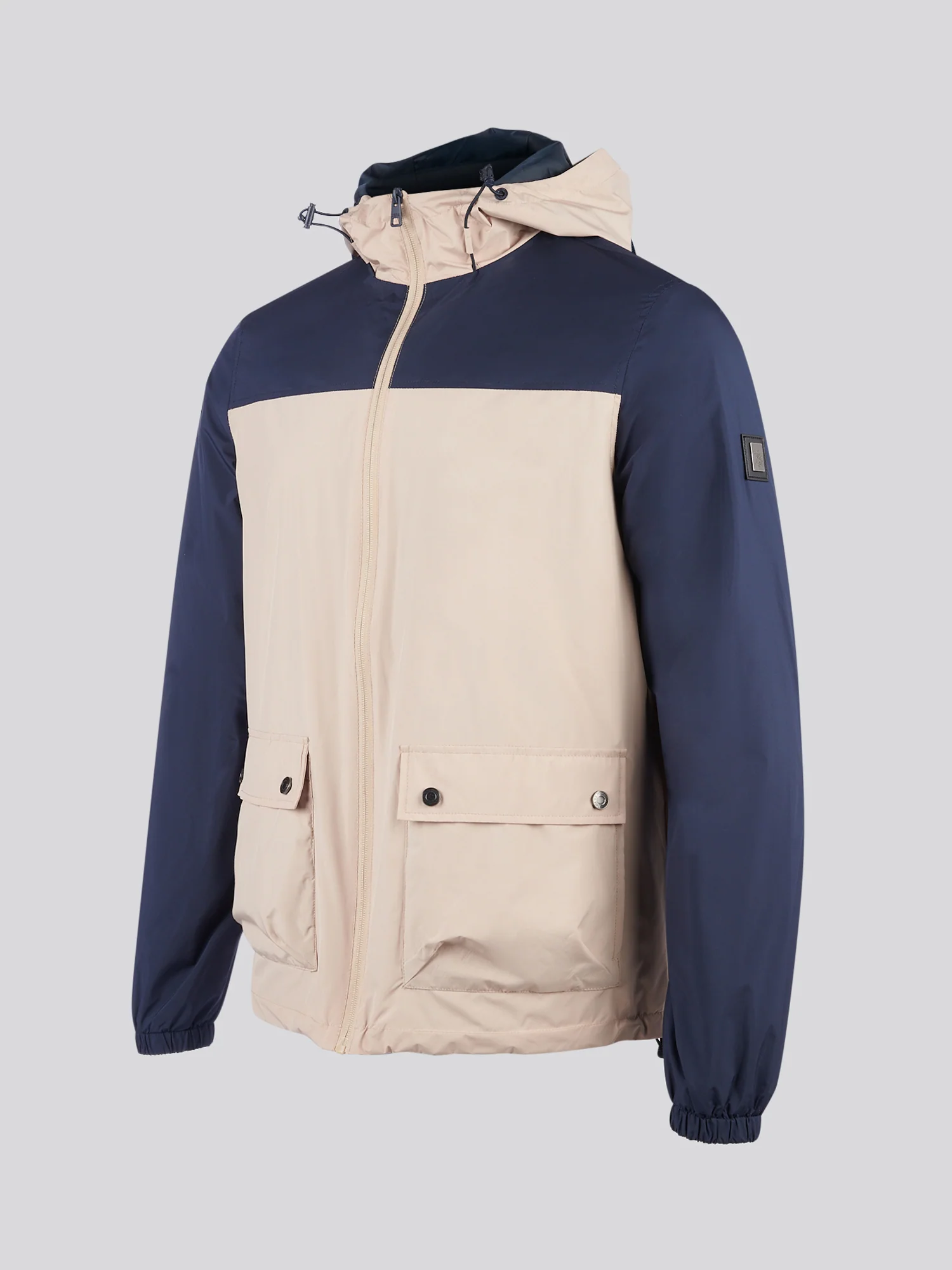 Mens Panelled Windbreaker Jacket in Doeskin - Image 8