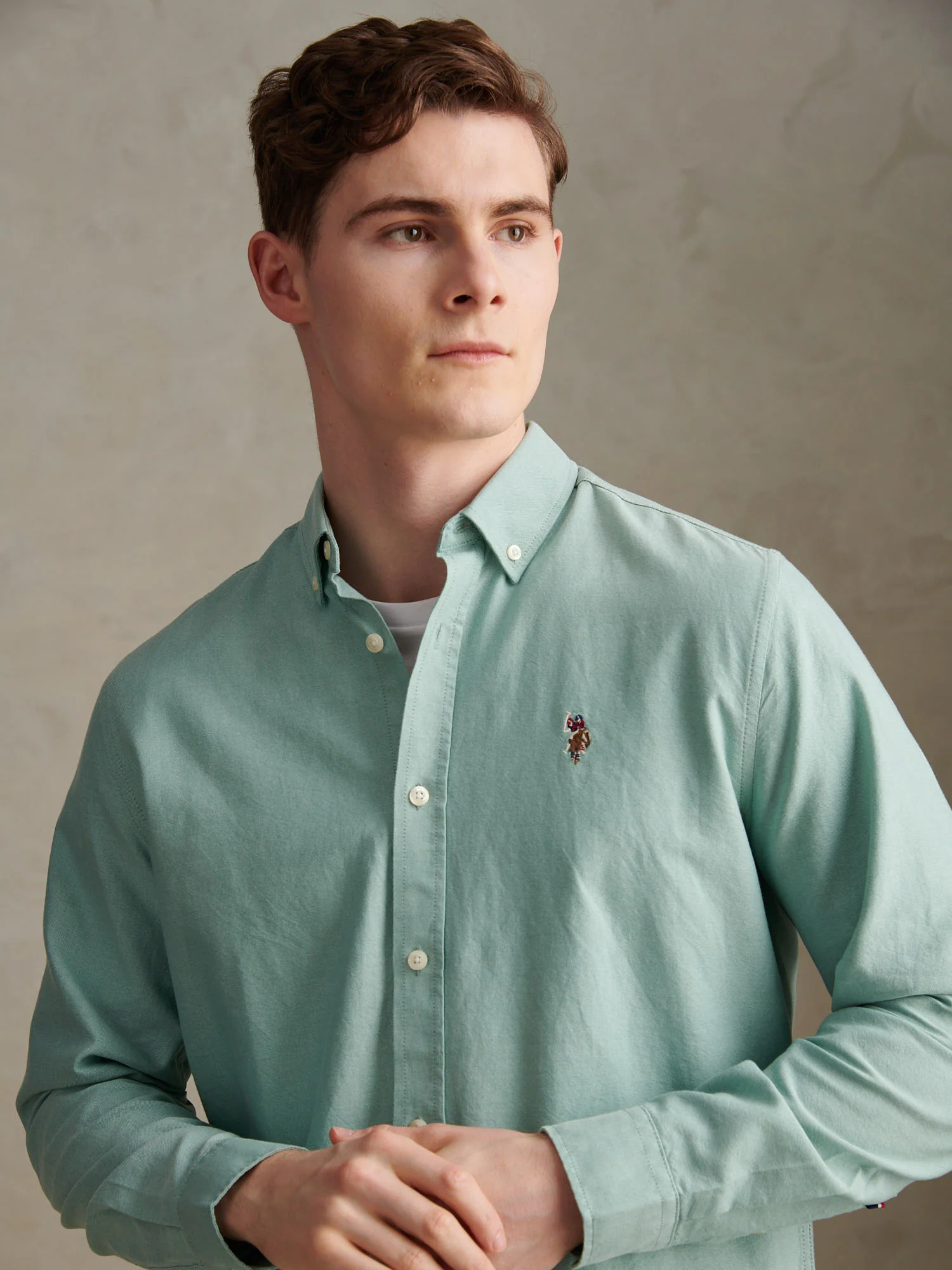 Mens Peached Oxford Shirt Aquifer - Image 2