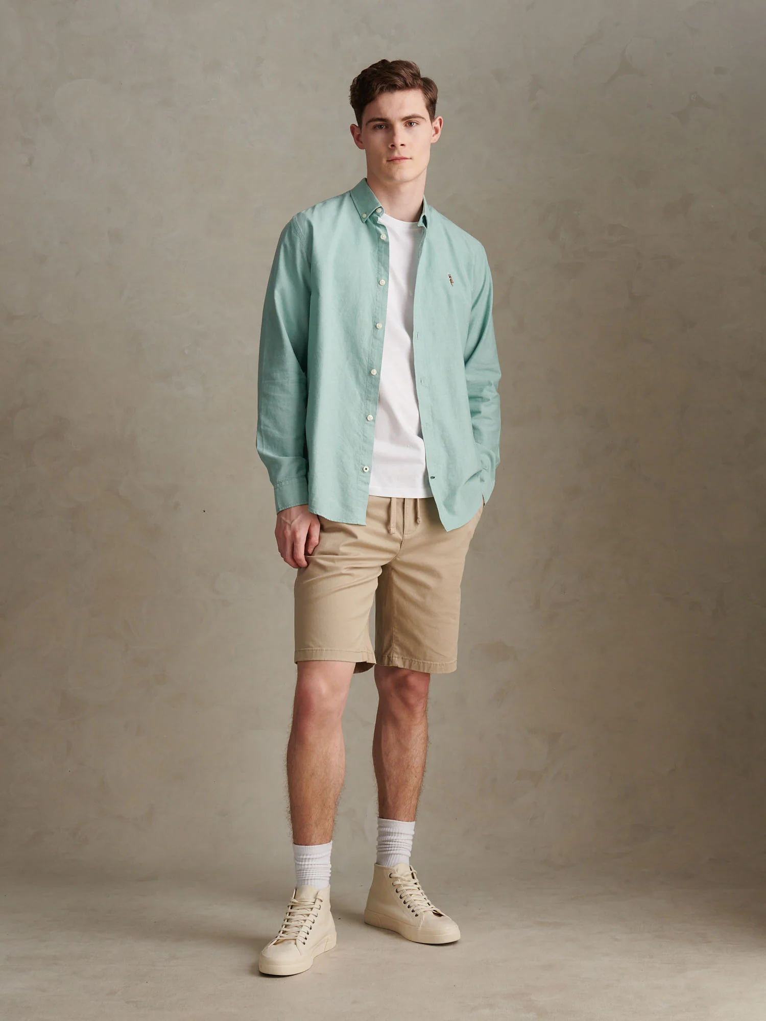 Mens Peached Oxford Shirt Aquifer - Image 3