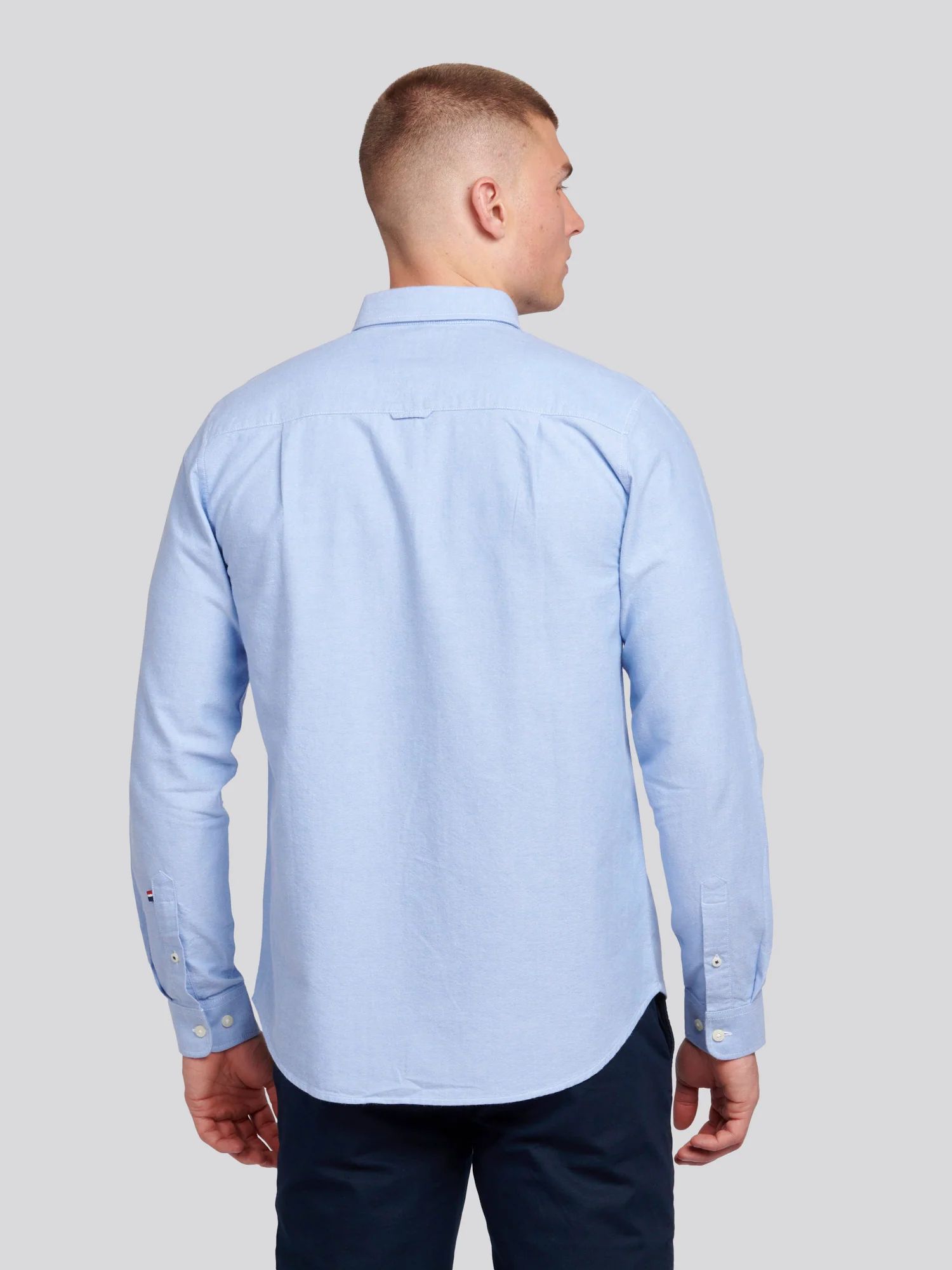 Mens Peached Oxford Shirt Blue Yonder - Image 4
