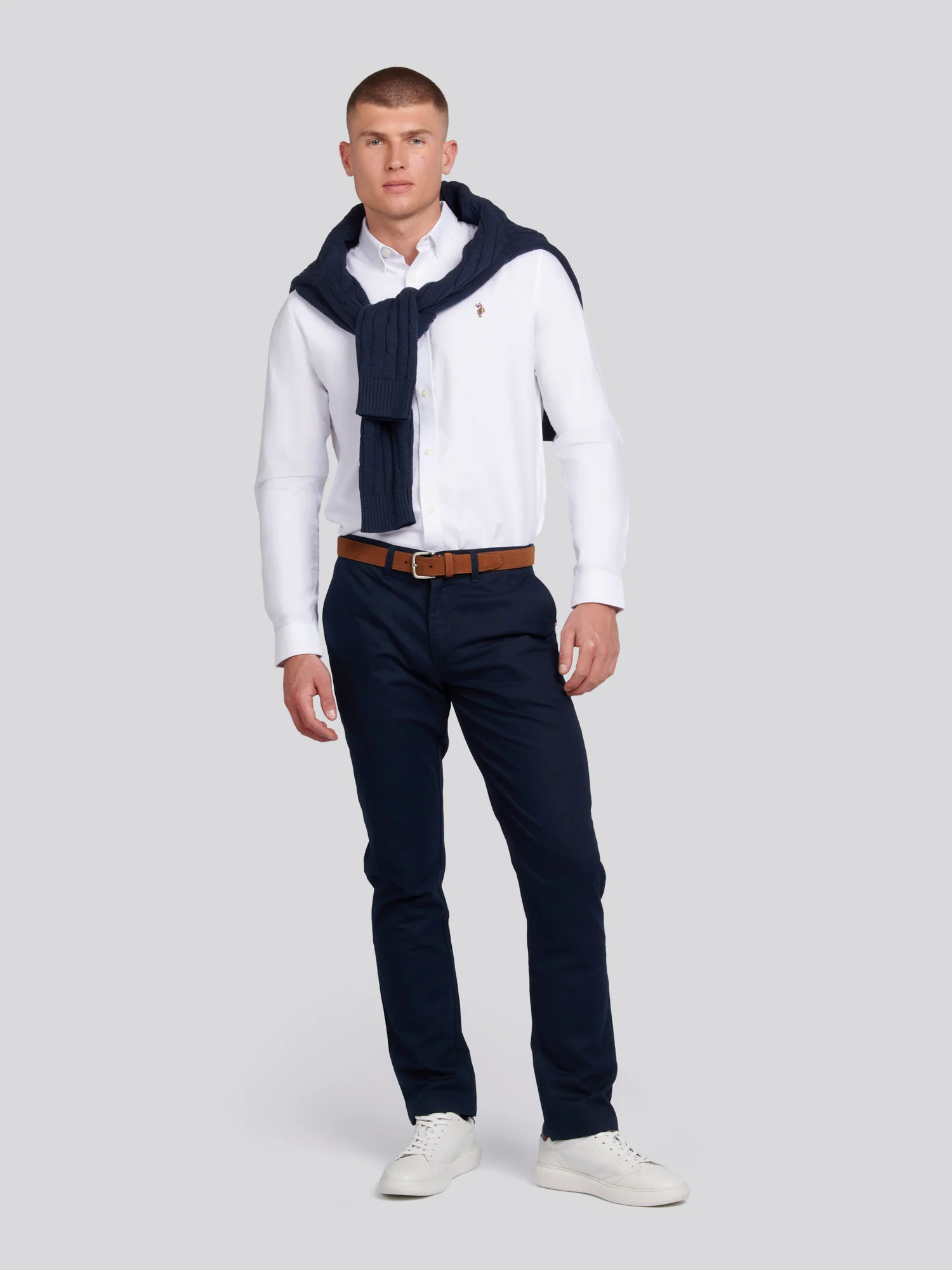 Mens Peached Oxford Shirt Bright White - Image 3