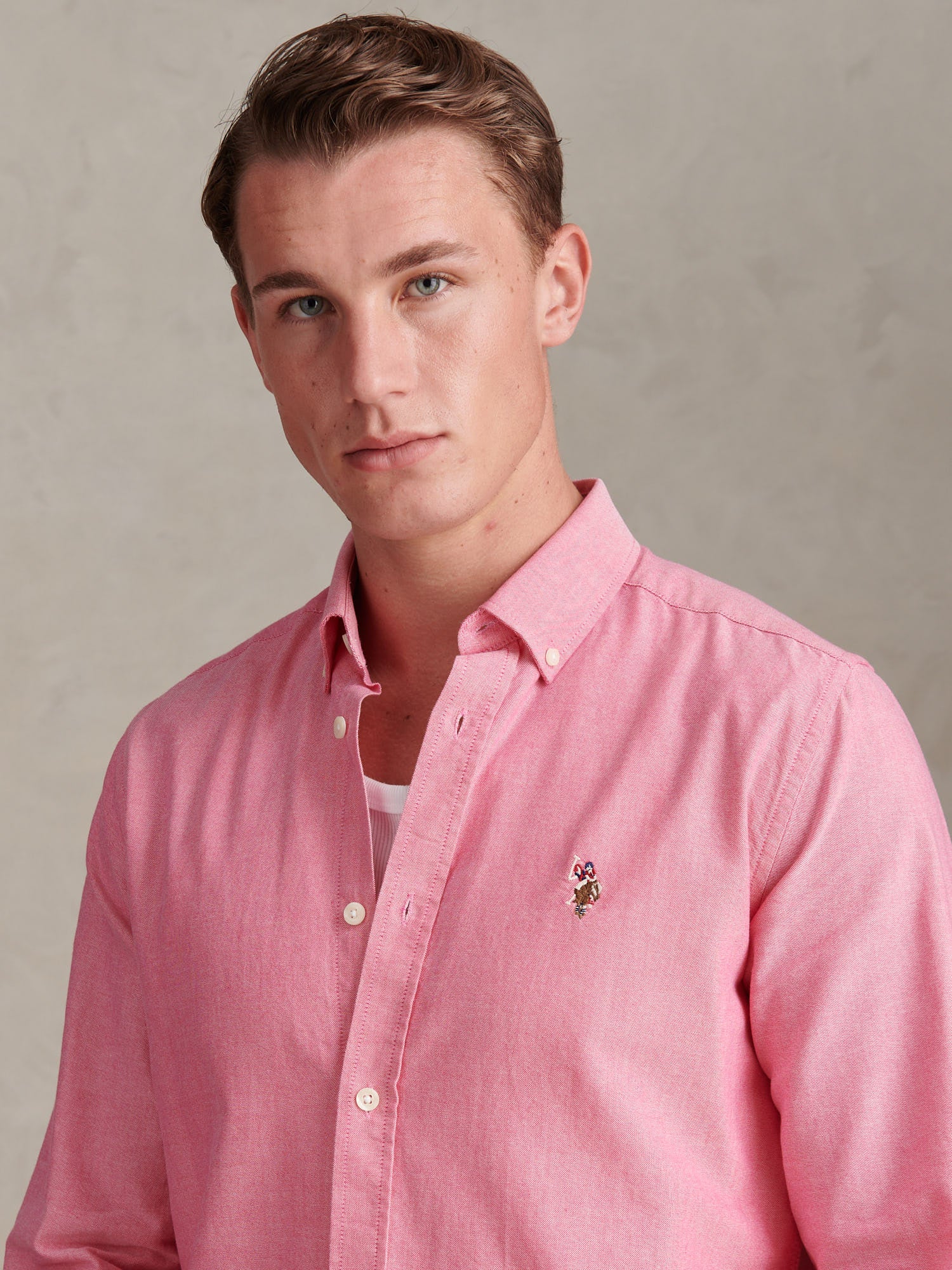 Mens Peached Oxford Shirt Chateau Rose - Image 2
