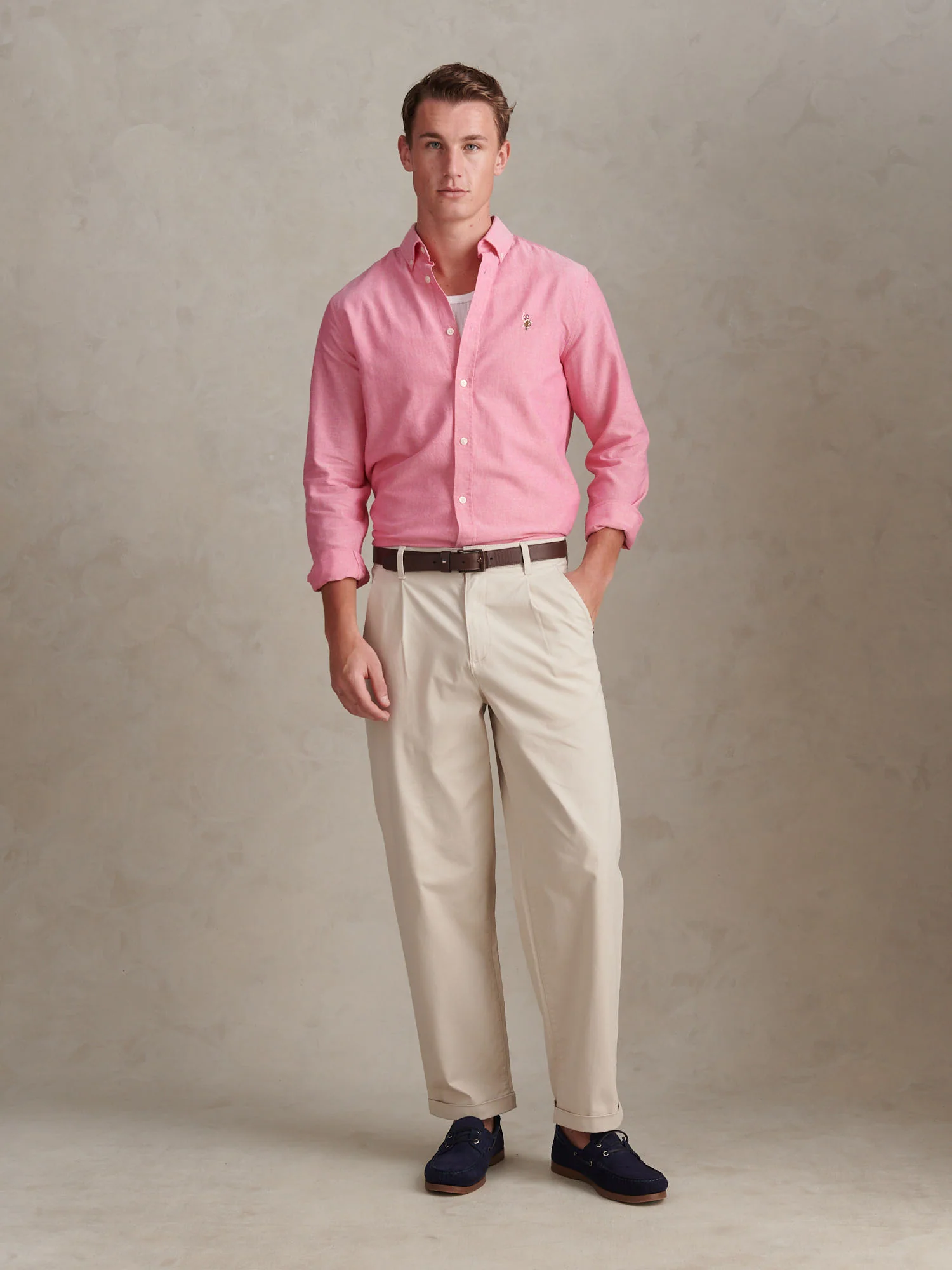 Mens Peached Oxford Shirt Chateau Rose - Image 3