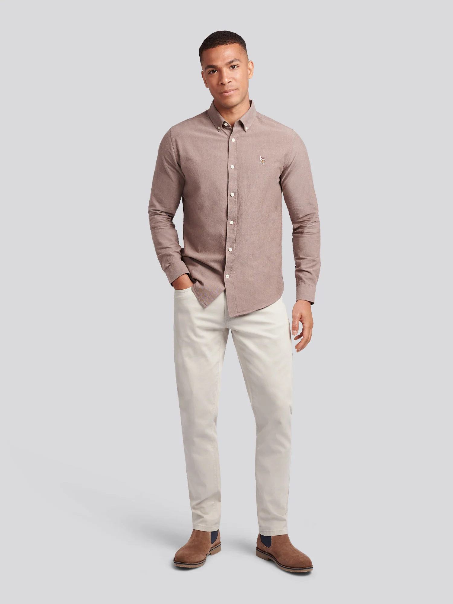 Mens Peached Oxford Shirt Chocolate Martini - Image 3