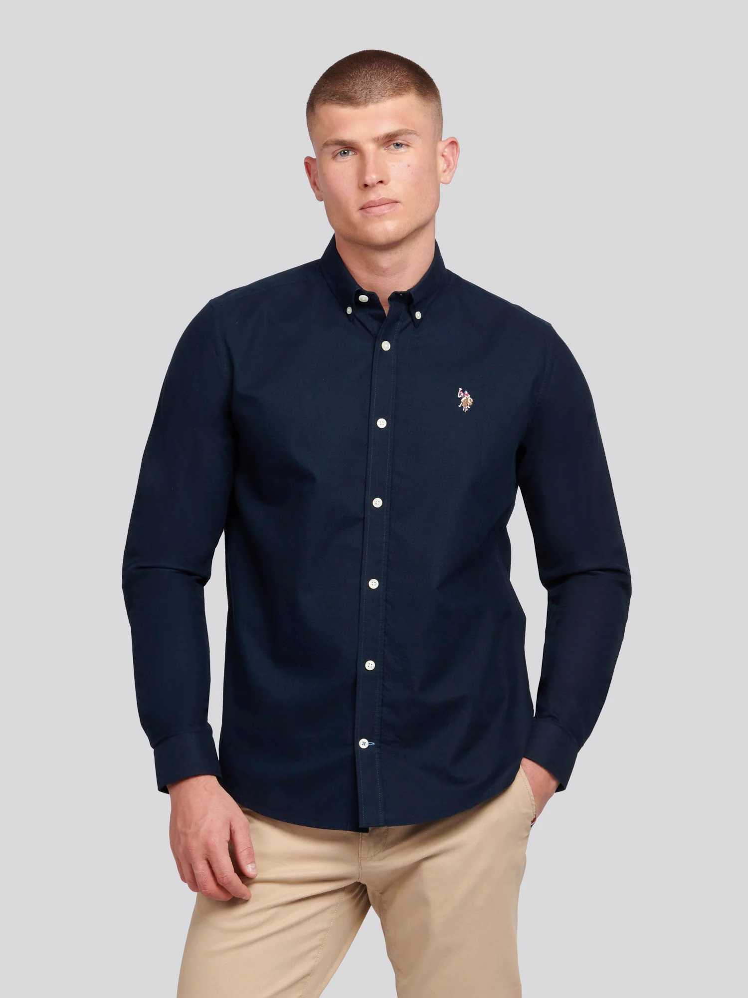 Mens Peached Oxford Shirt Dark Sapphire Navy
