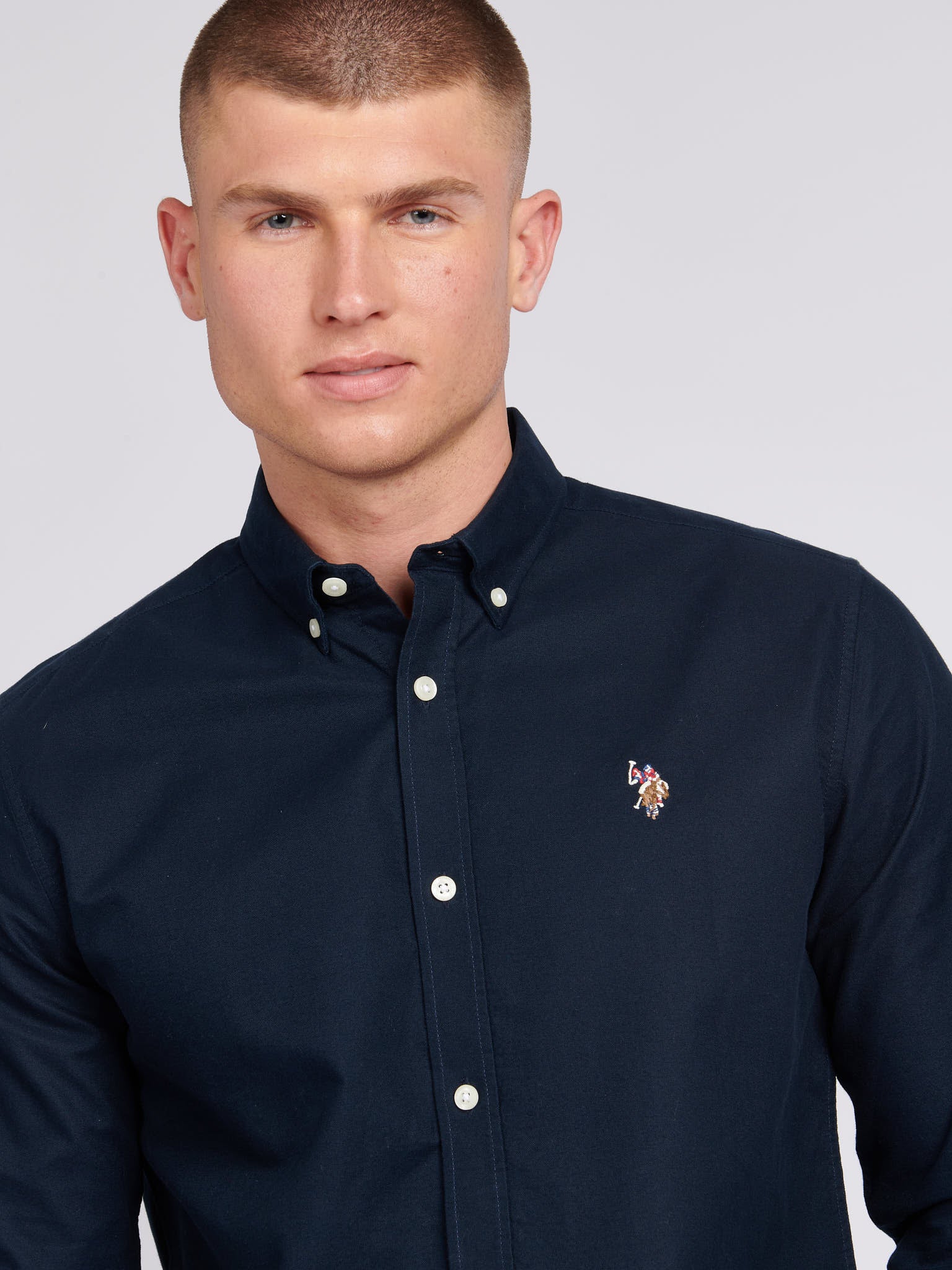 Mens Peached Oxford Shirt Dark Sapphire Navy - Image 2