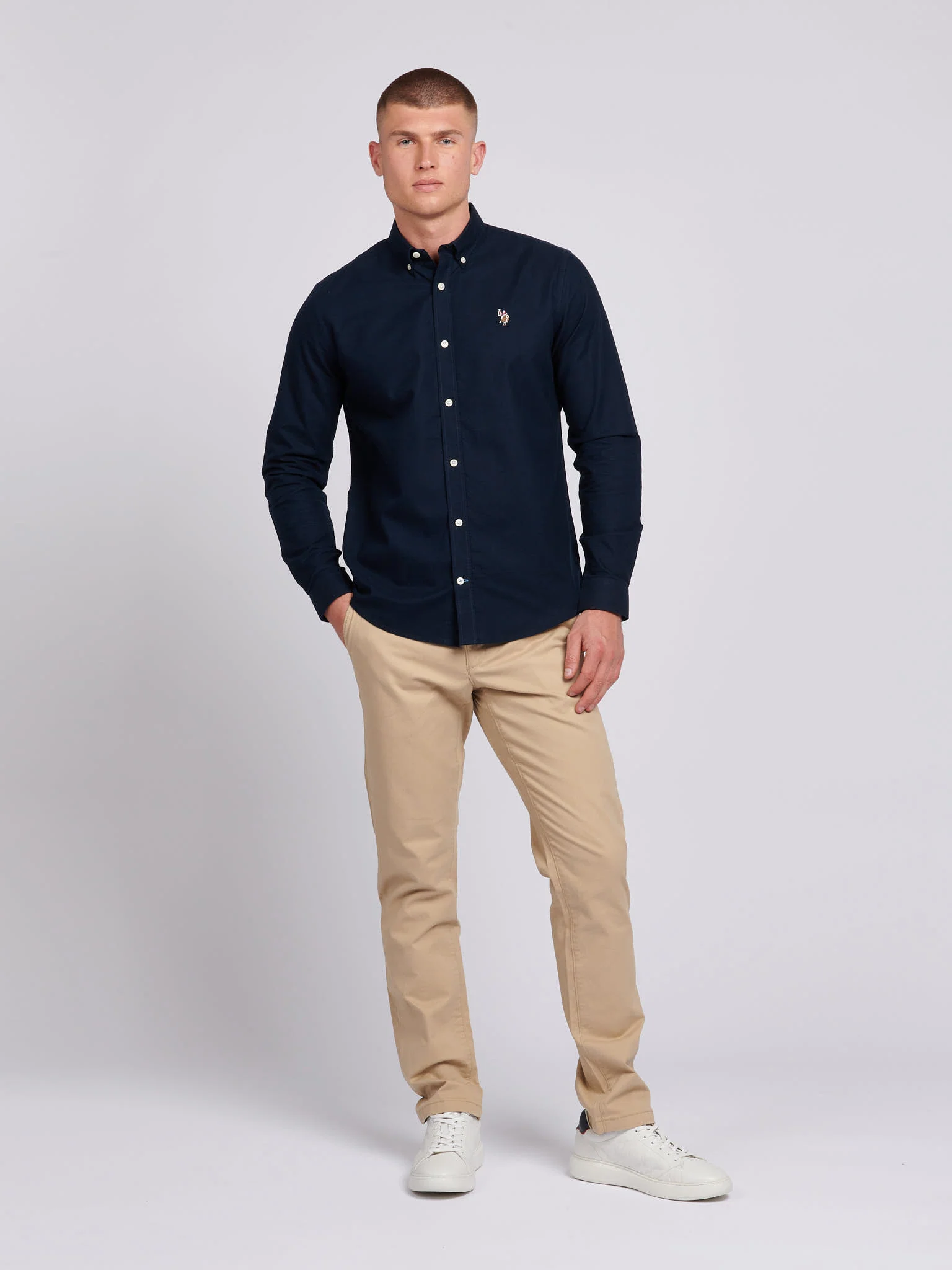 Mens Peached Oxford Shirt Dark Sapphire Navy - Image 3