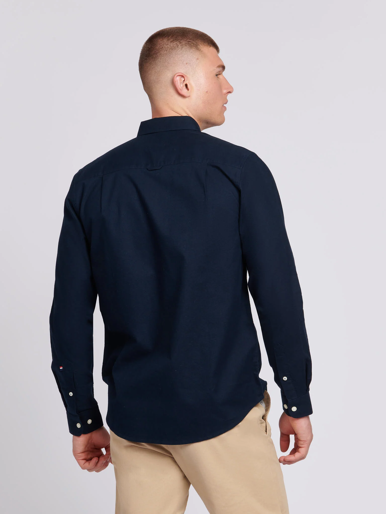 Mens Peached Oxford Shirt Dark Sapphire Navy - Image 4