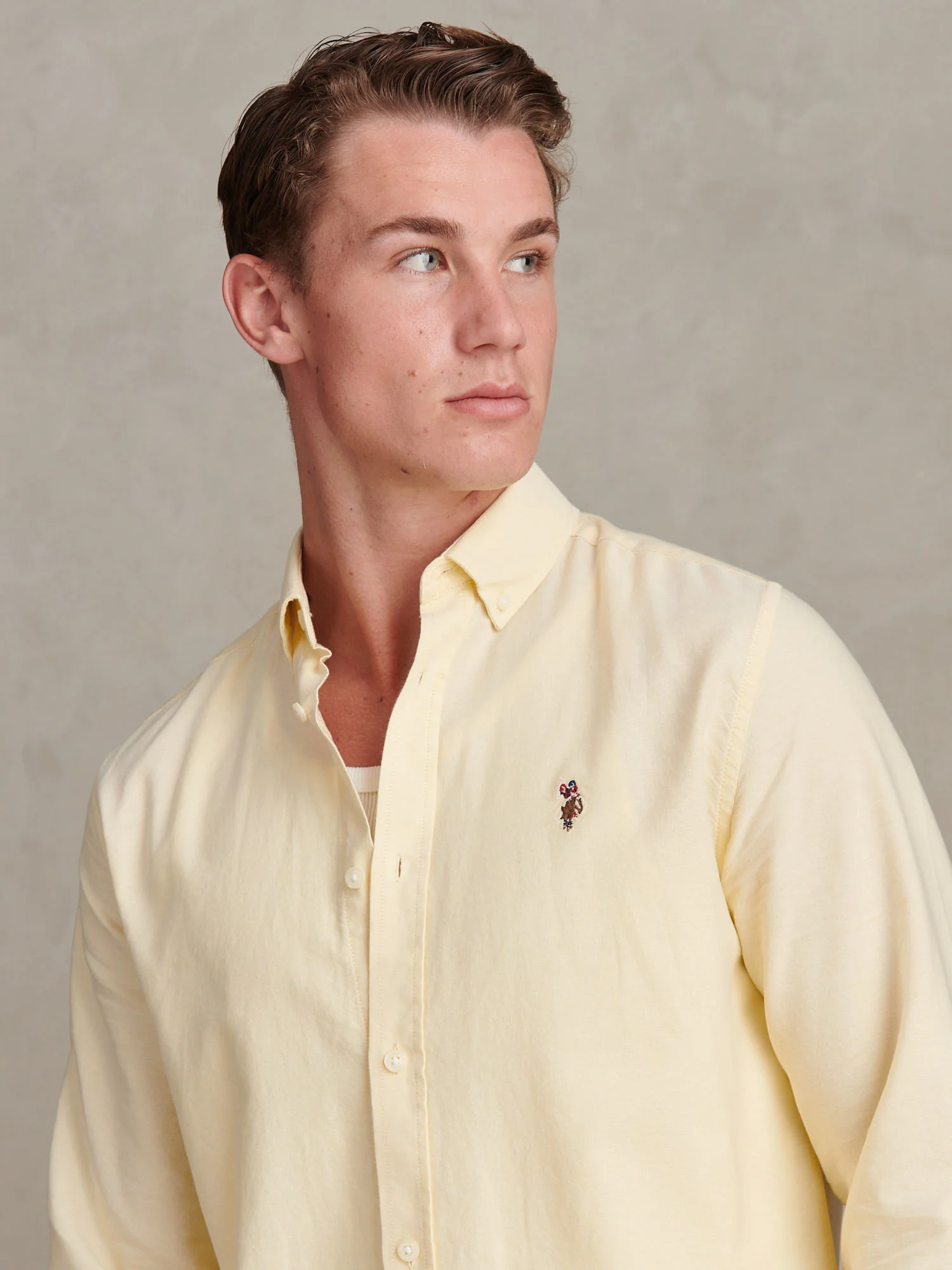 Mens Peached Oxford Shirt French Vanilla - Image 2