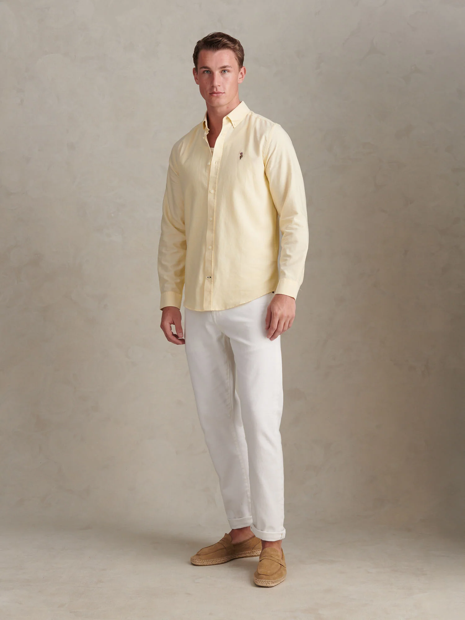 Mens Peached Oxford Shirt French Vanilla - Image 3