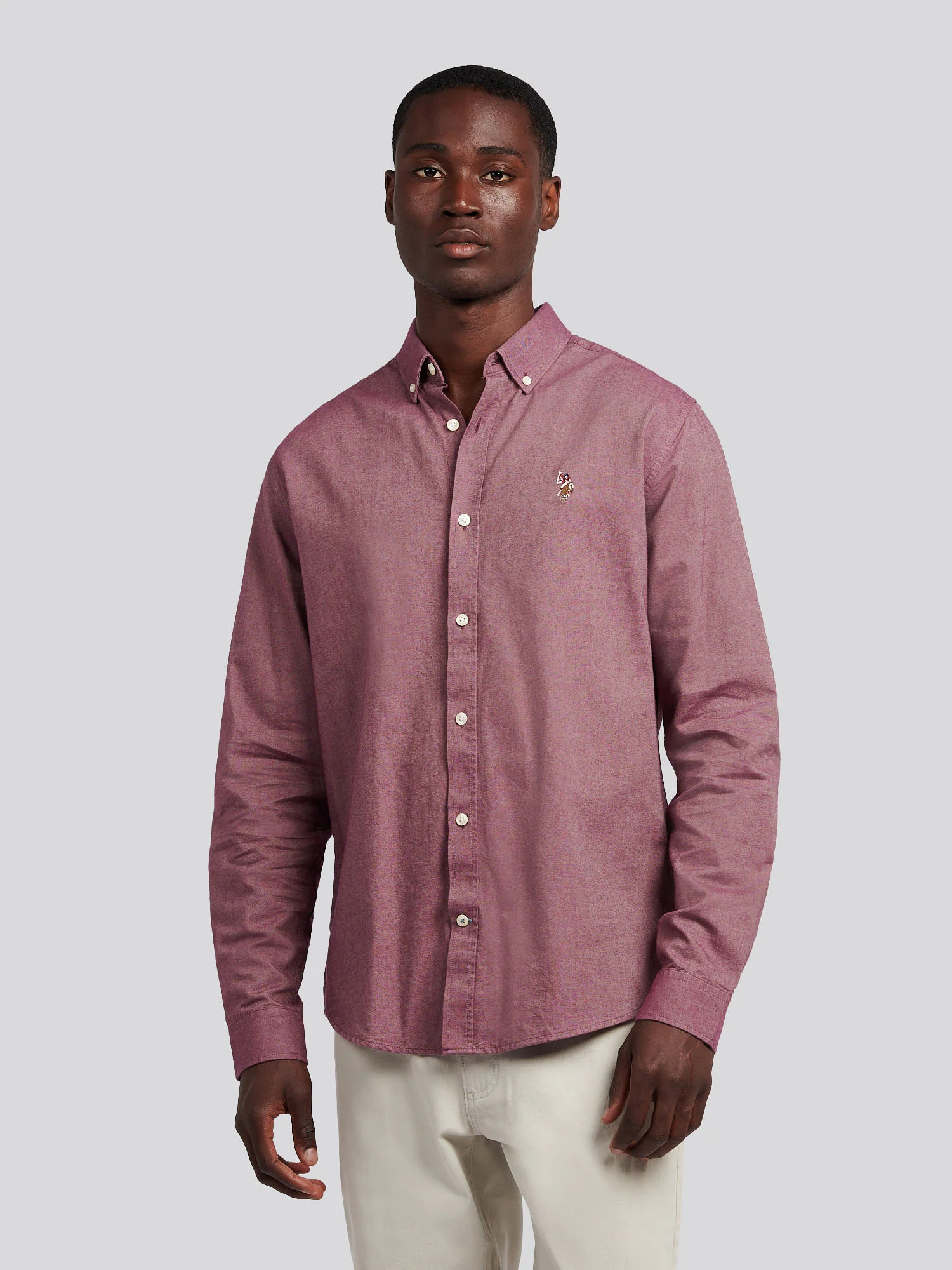 Mens Peached Oxford Shirt Grape Wine