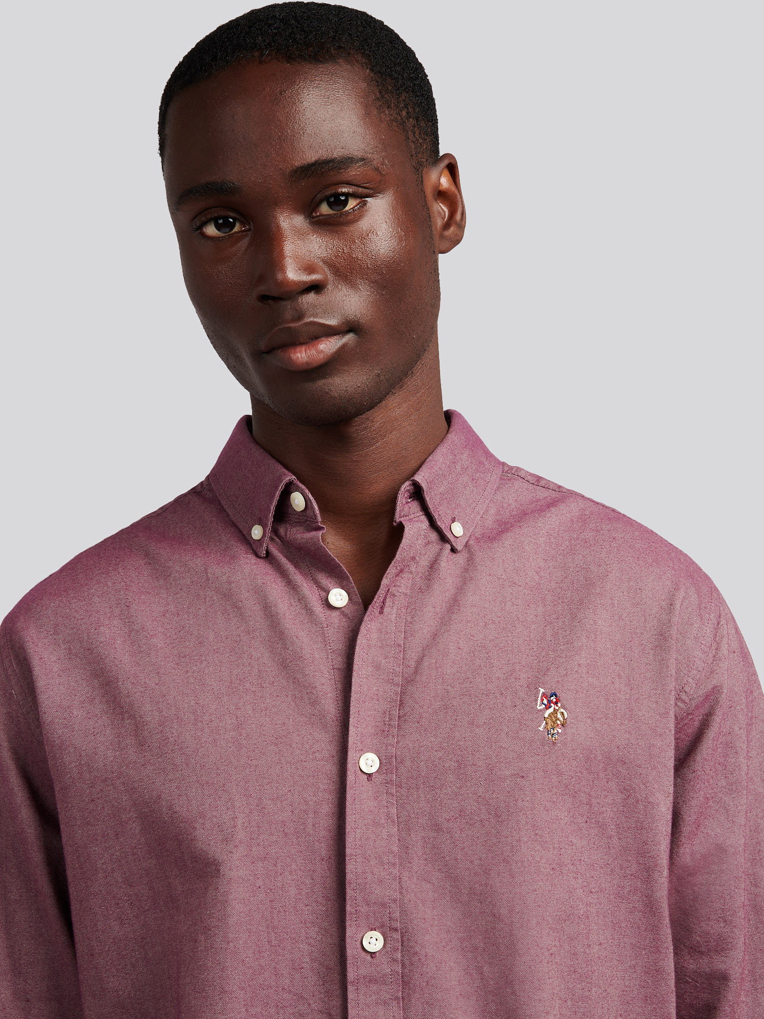 Mens Peached Oxford Shirt Grape Wine - Image 2