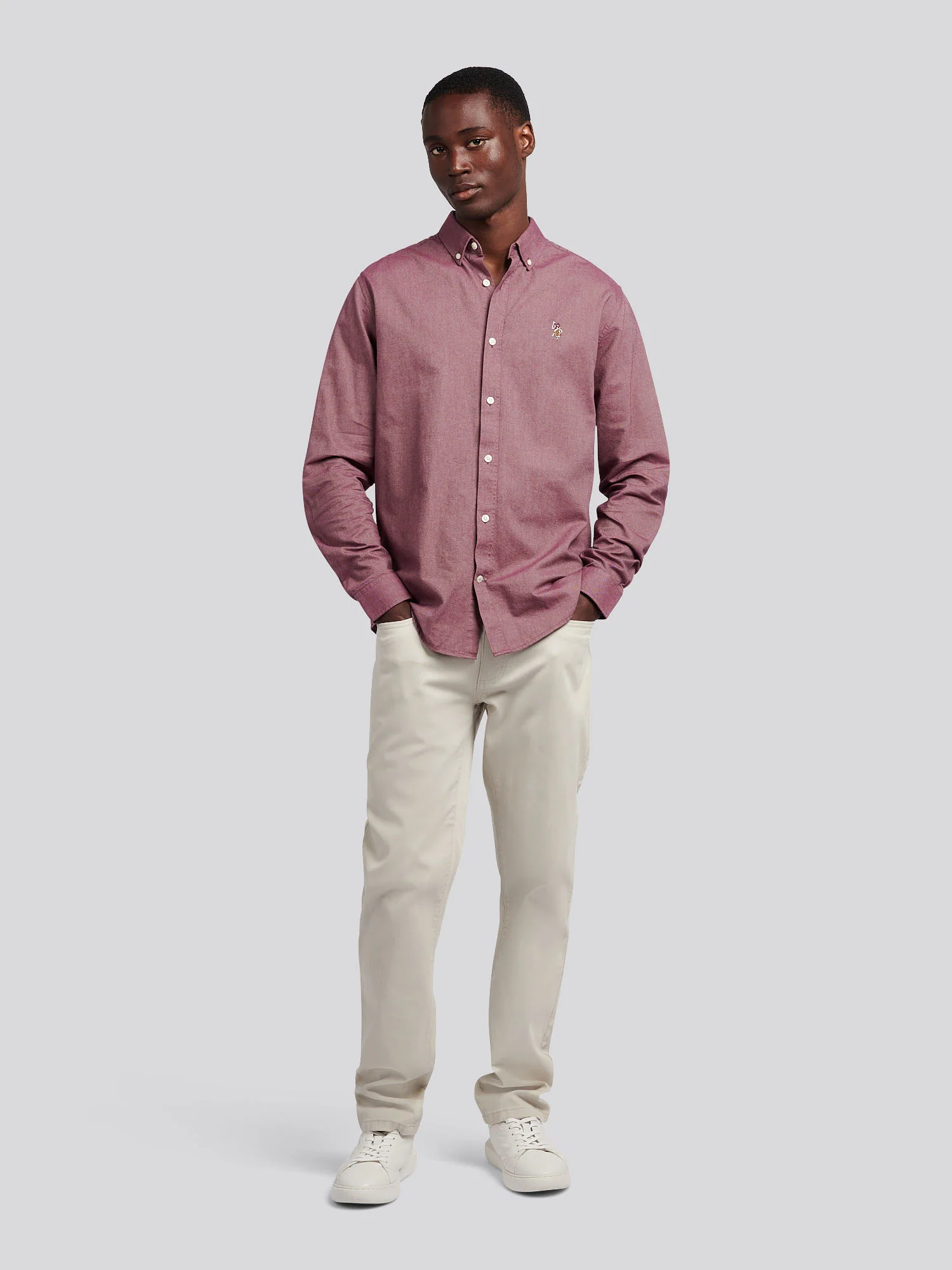 Mens Peached Oxford Shirt Grape Wine - Image 4