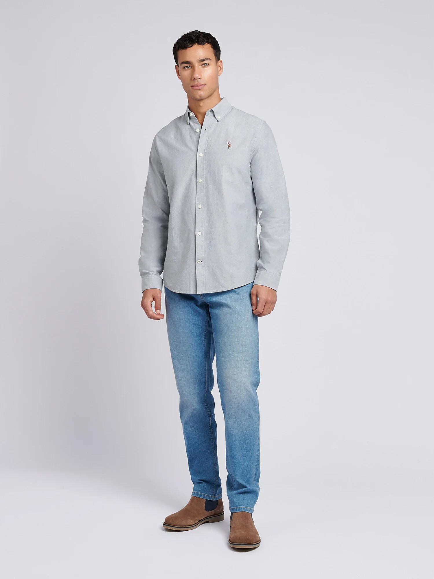 Mens Peached Oxford Shirt Mulled Basil - Image 3