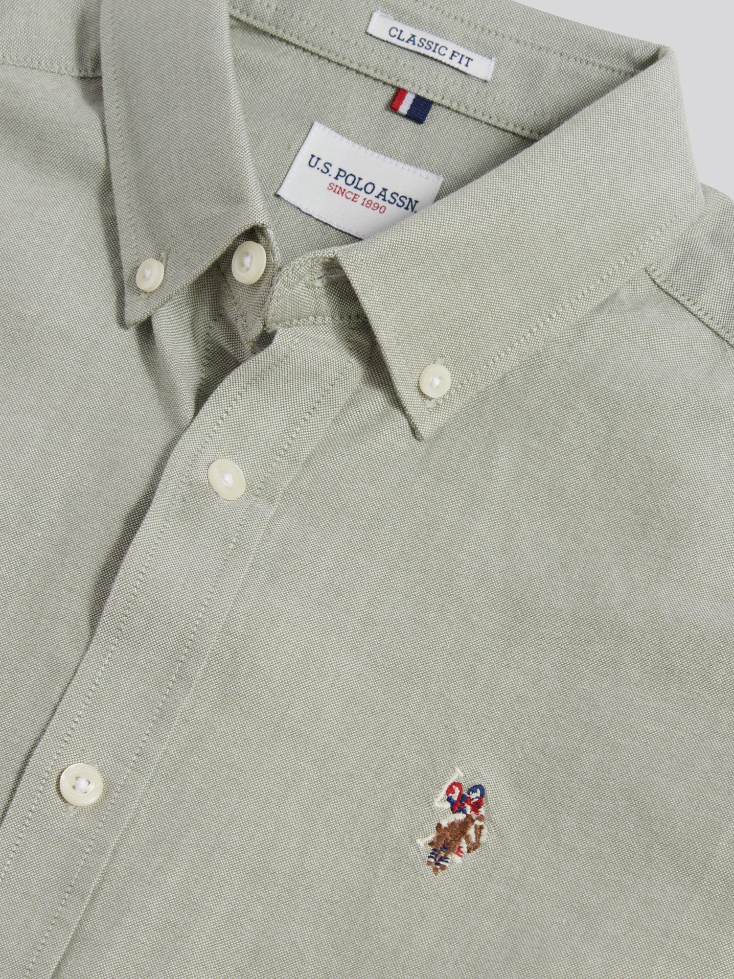 Mens Peached Oxford Shirt Sea Spray - Image 7