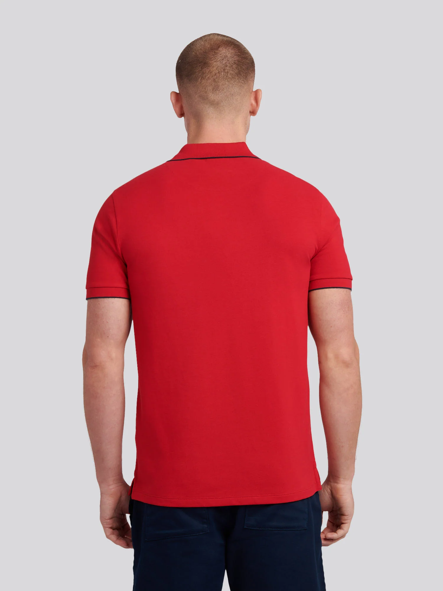 Mens Piped Polo Shirt in Haute Red - Image 4
