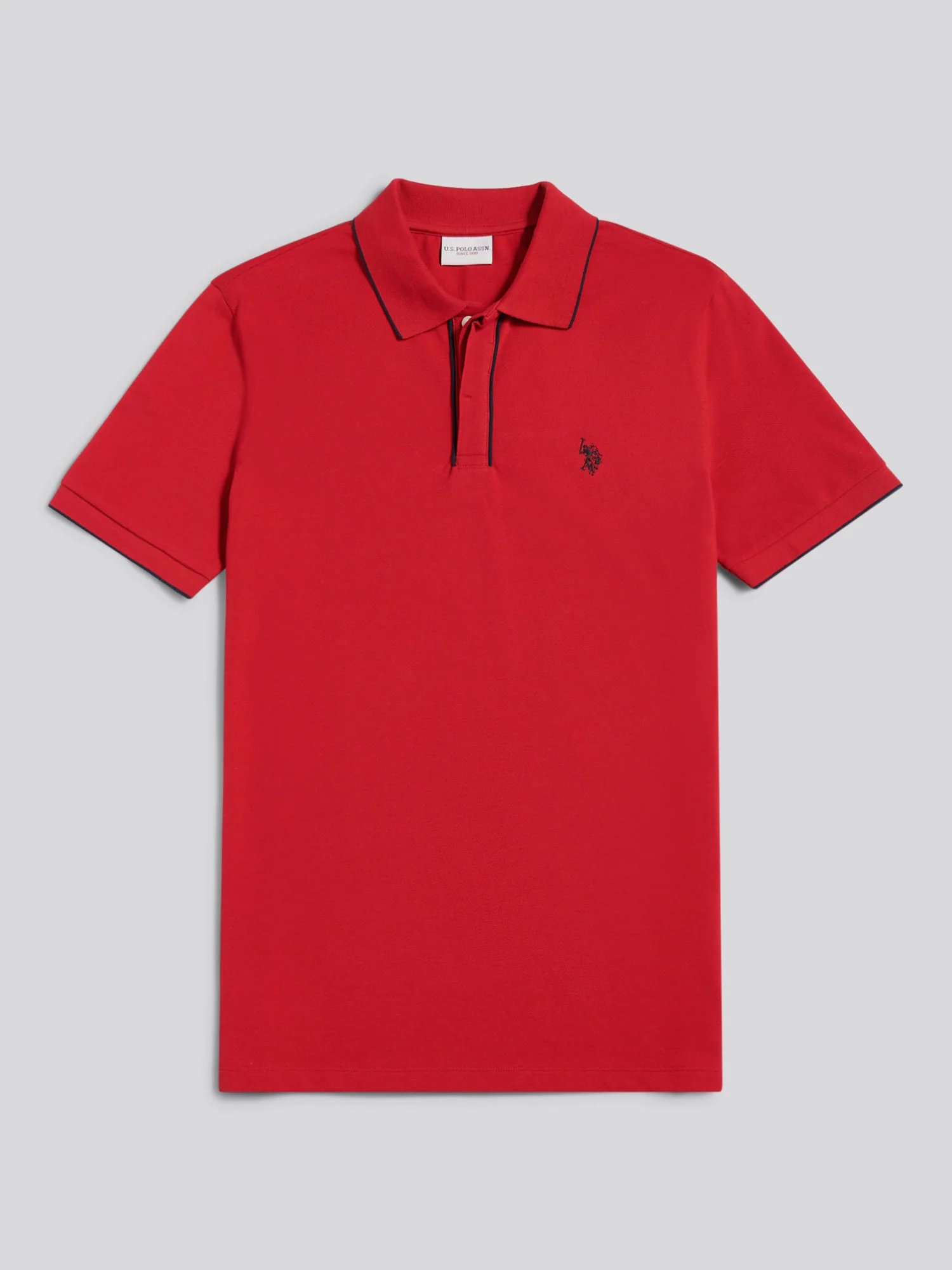 Mens Piped Polo Shirt in Haute Red - Image 5