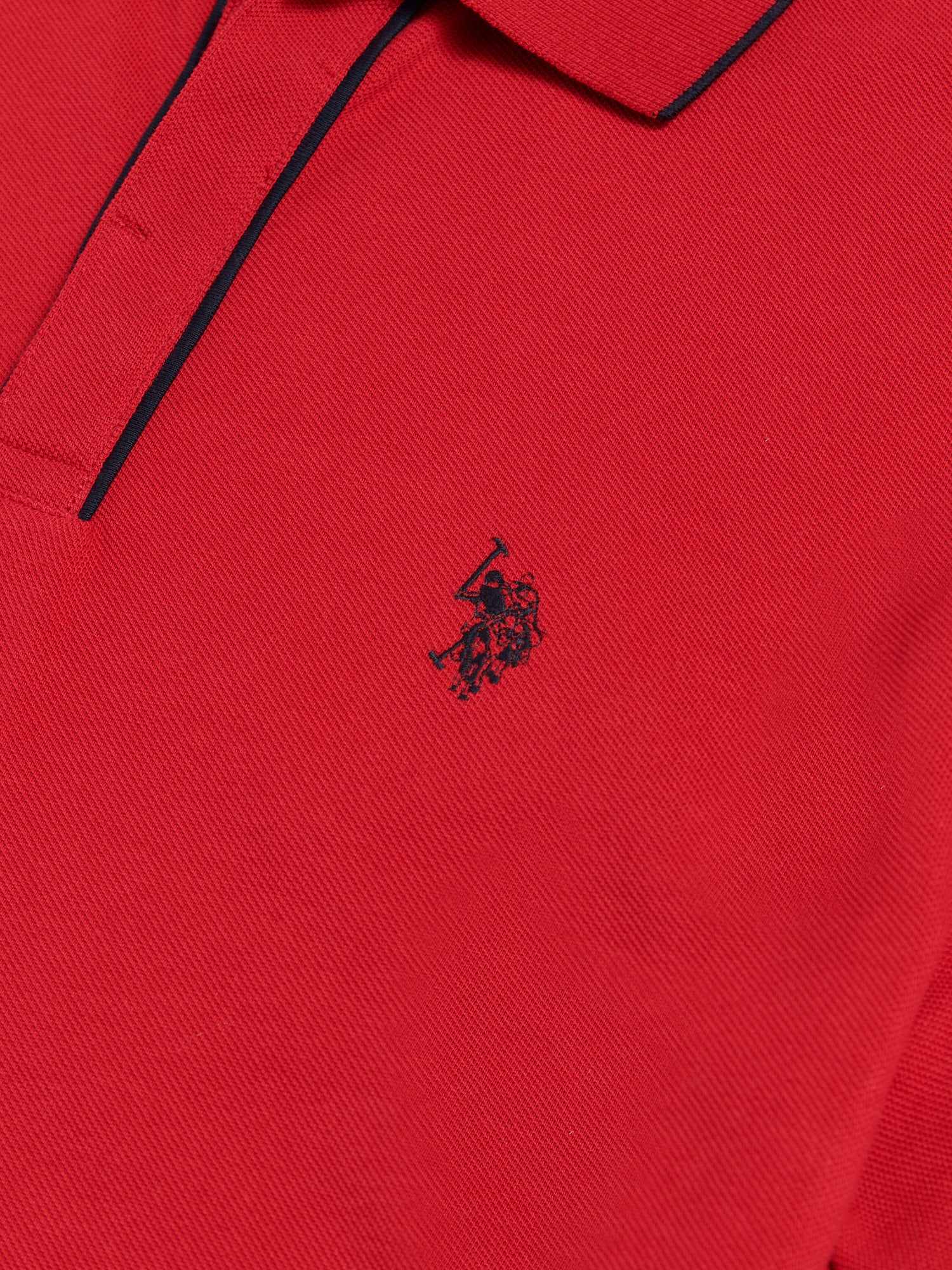 Mens Piped Polo Shirt in Haute Red - Image 7