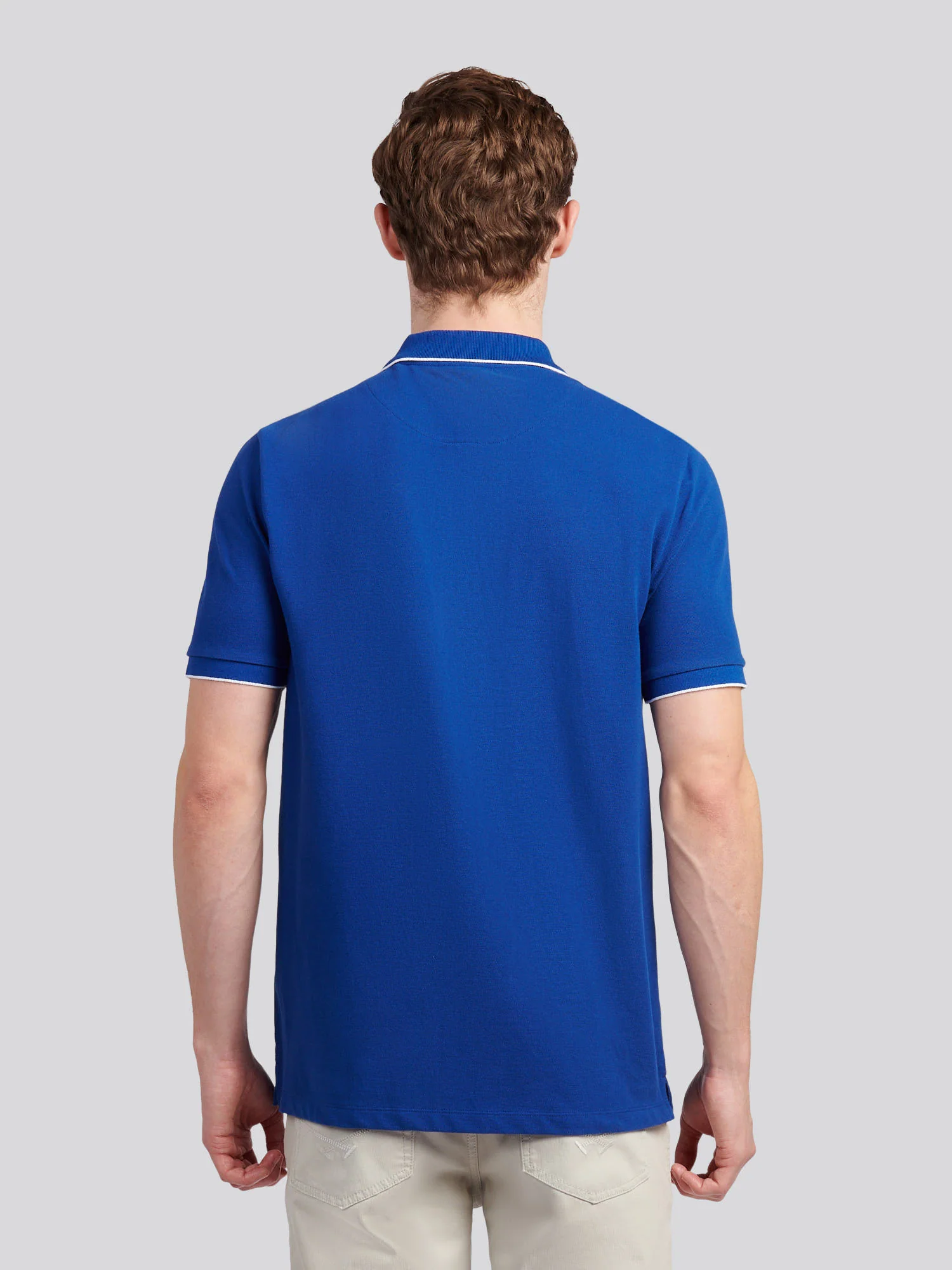 Mens Piped Polo Shirt in Sodalite Blue - Image 4