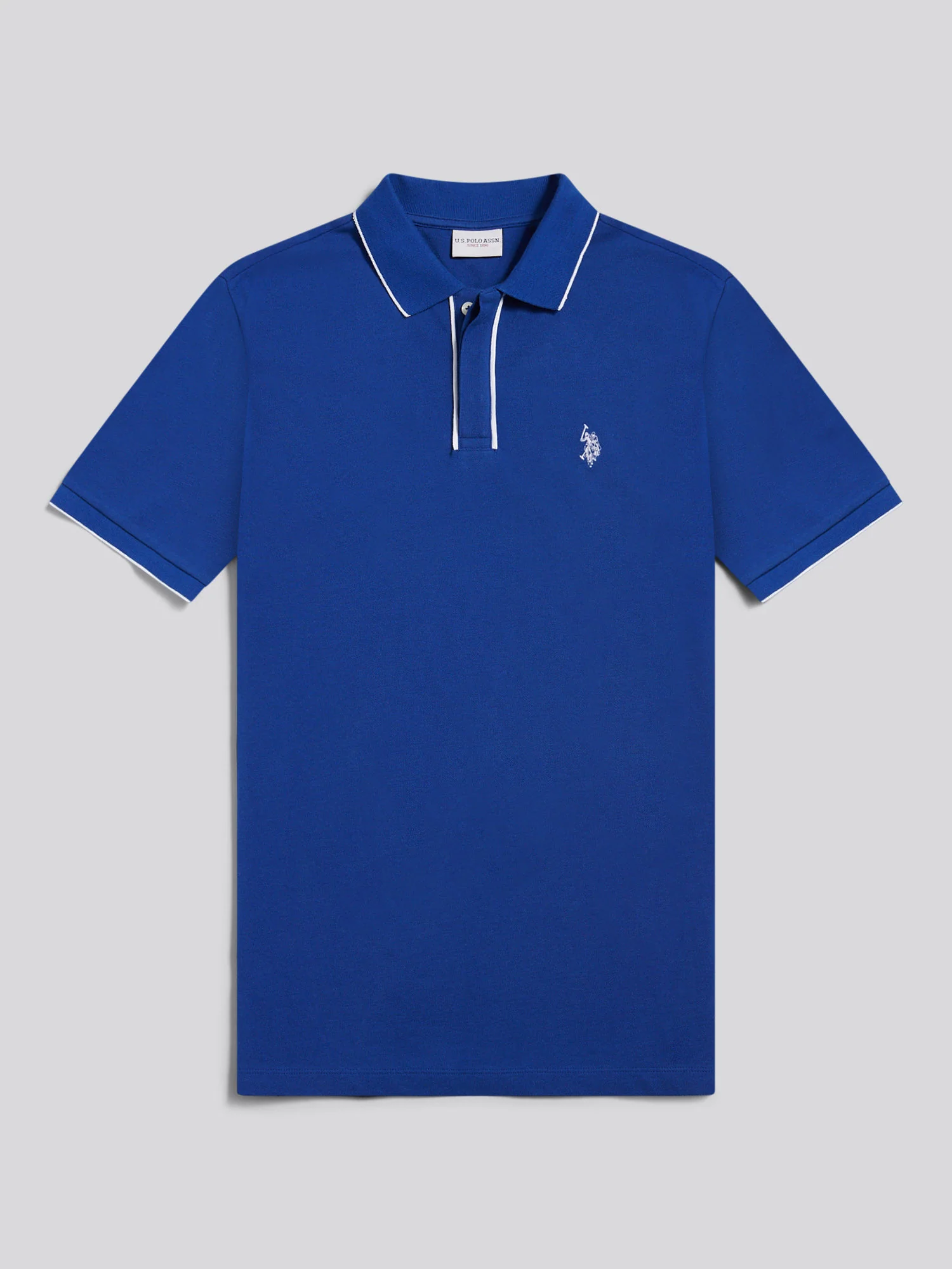 Mens Piped Polo Shirt in Sodalite Blue - Image 5