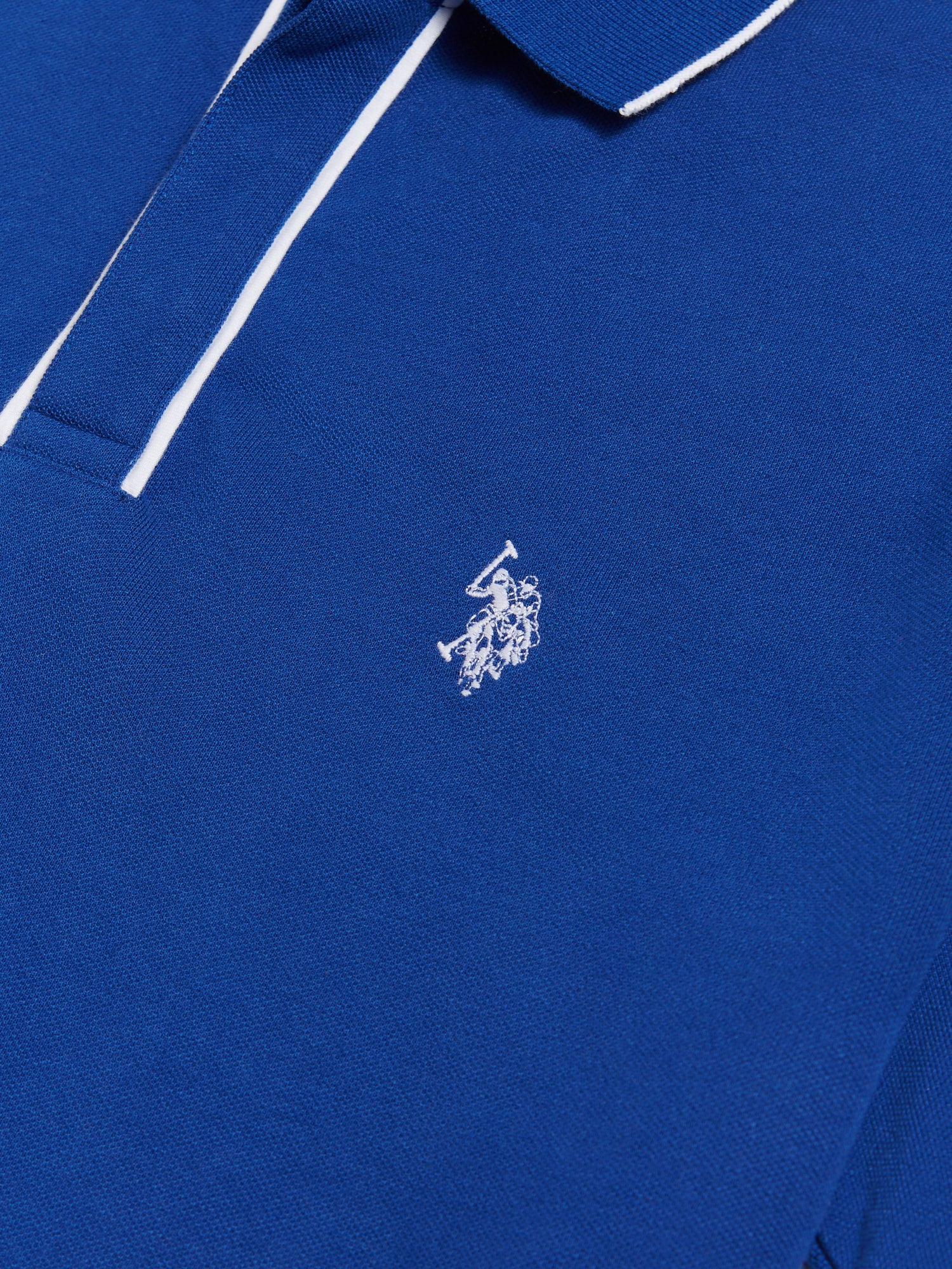 Mens Piped Polo Shirt in Sodalite Blue - Image 7