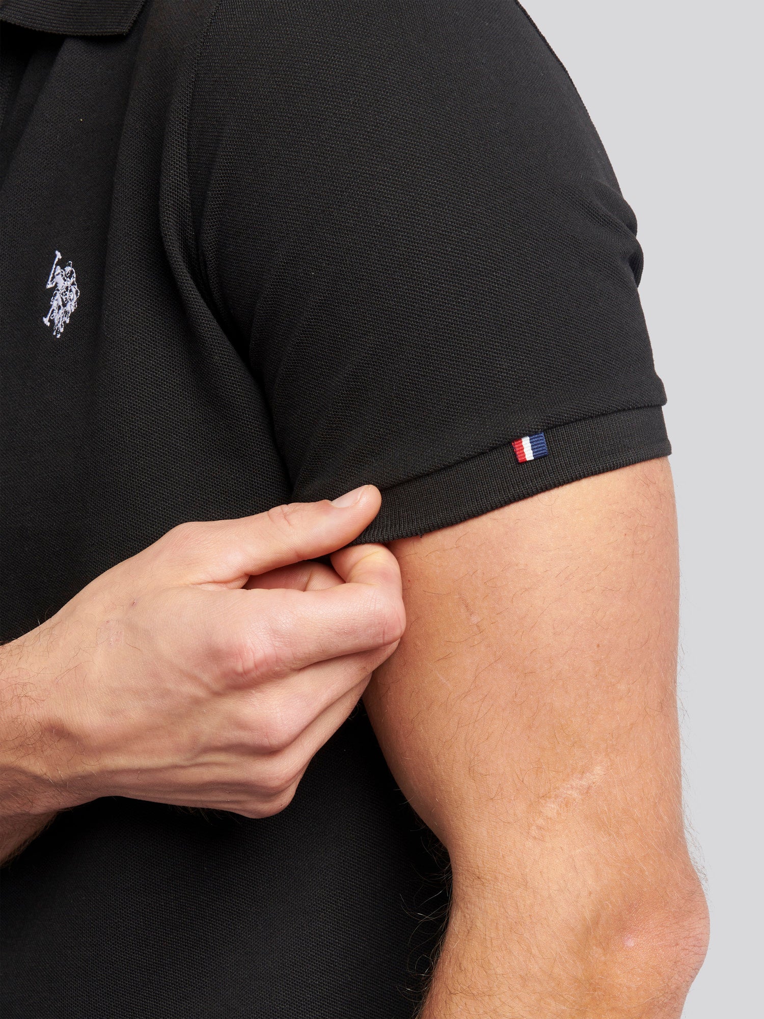Mens Double Horsemen Polo Shirt Black Bright White DHM - Image 5