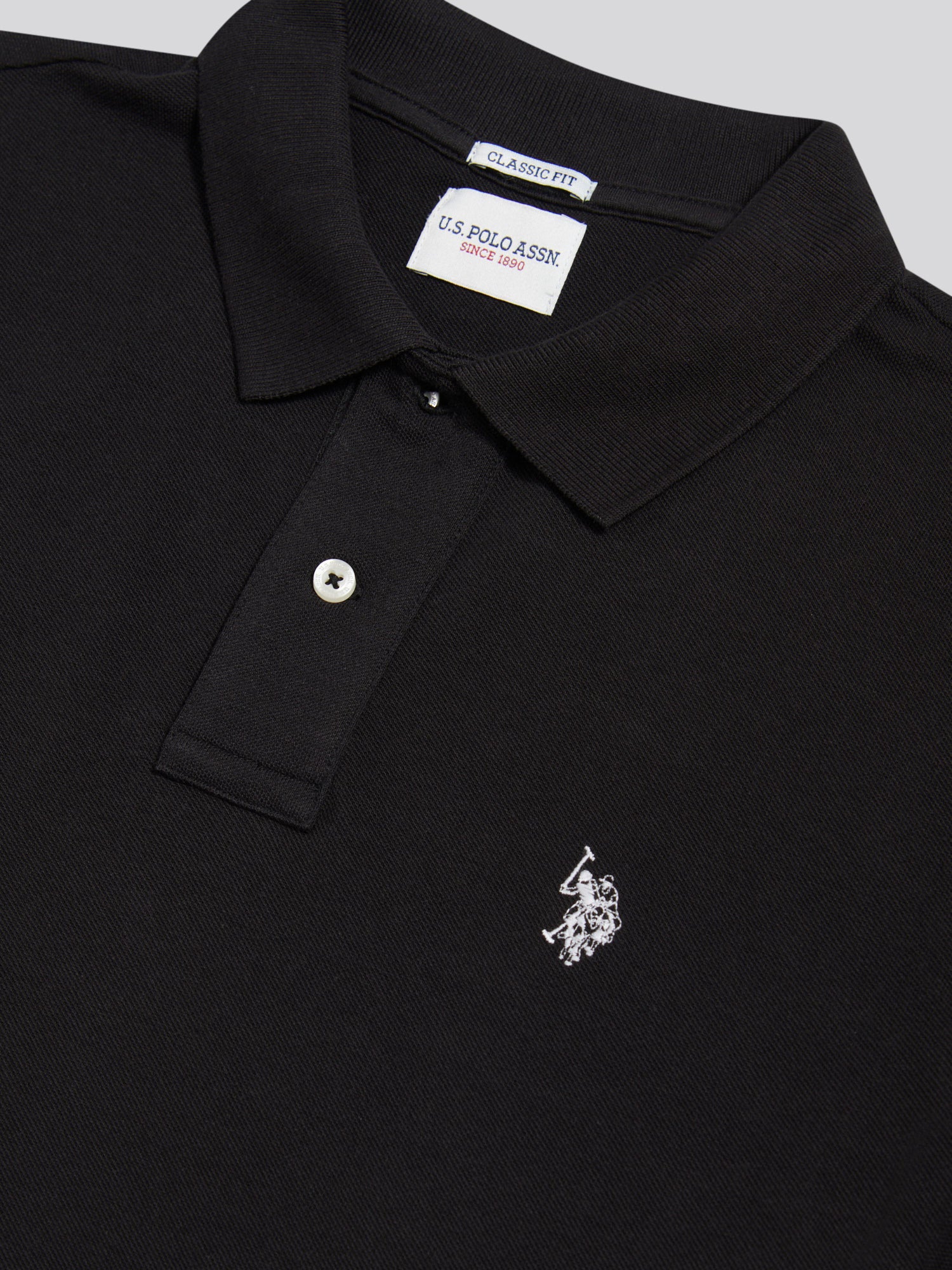 Mens Double Horsemen Polo Shirt Black Bright White DHM - Image 8