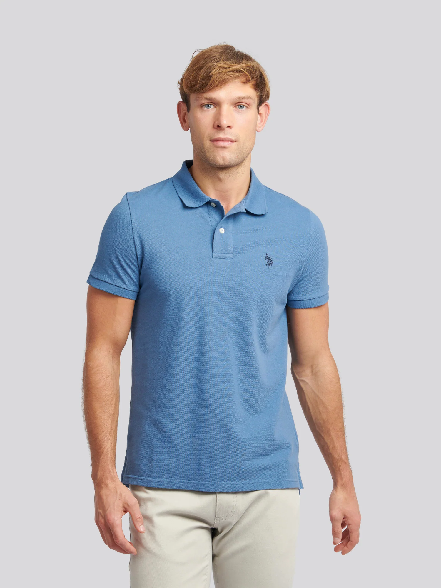 Mens Double Horsemen Polo Shirt Blue Horizon