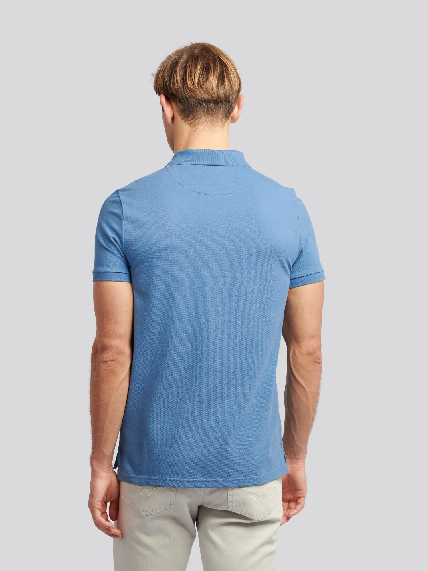 Mens Double Horsemen Polo Shirt Blue Horizon - Image 4