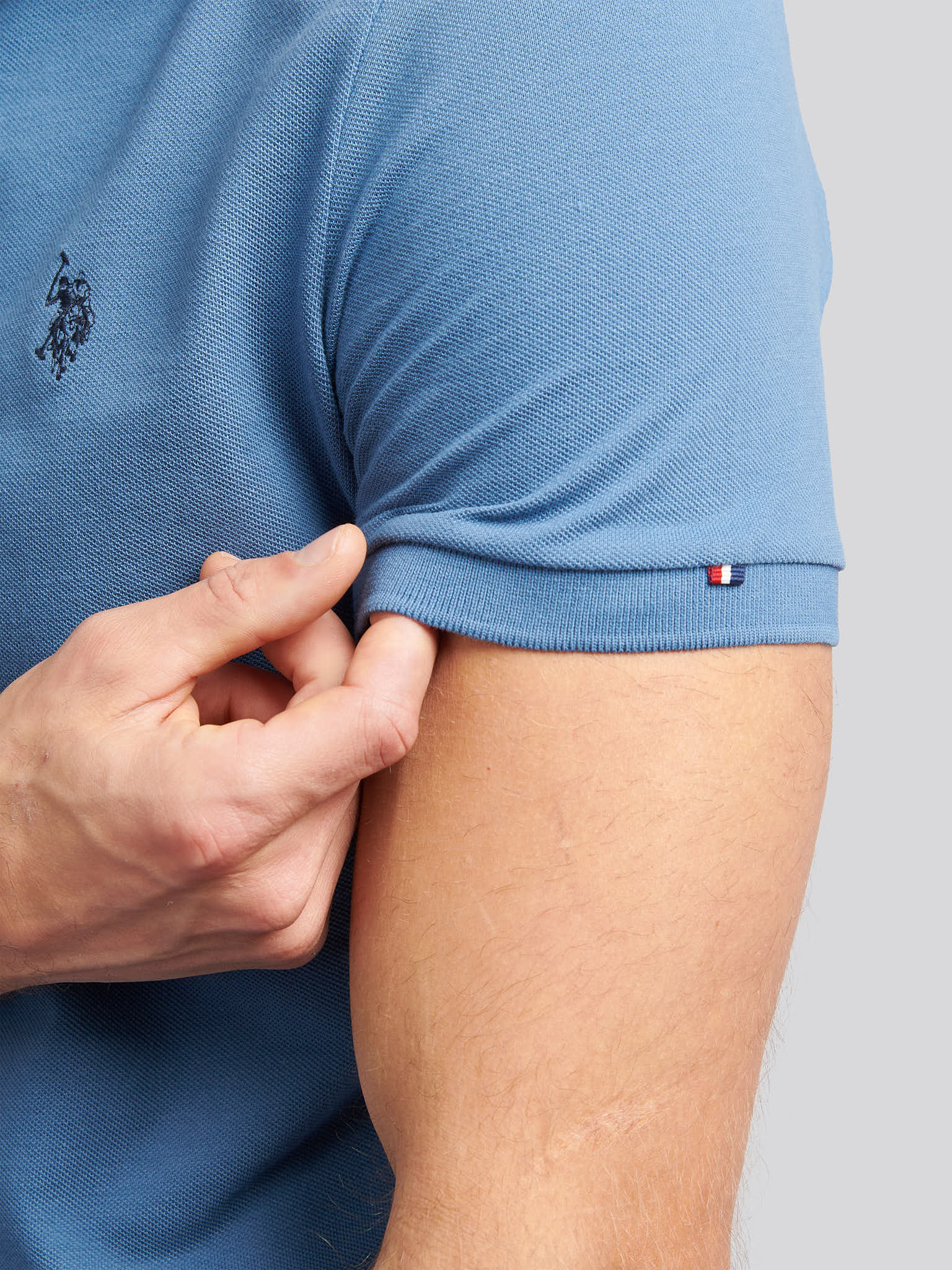 Mens Double Horsemen Polo Shirt Blue Horizon - Image 5