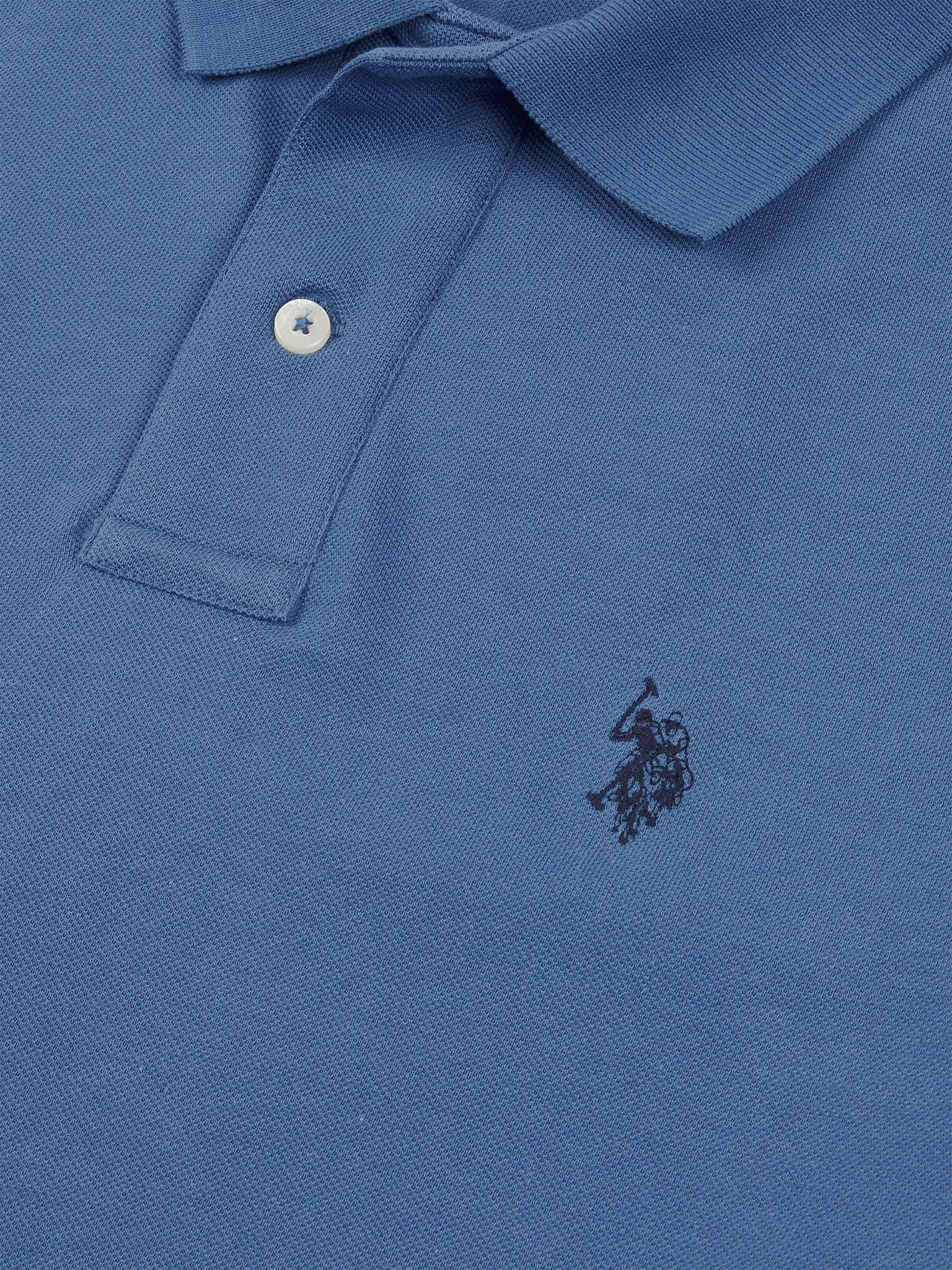 Mens Double Horsemen Polo Shirt Blue Horizon - Image 8