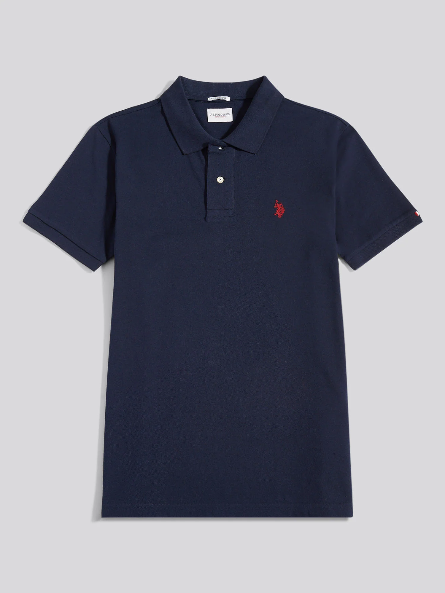 Mens Double Horsemen Polo Shirt Dark Sapphire Navy / Haute Red DHM - Image 6