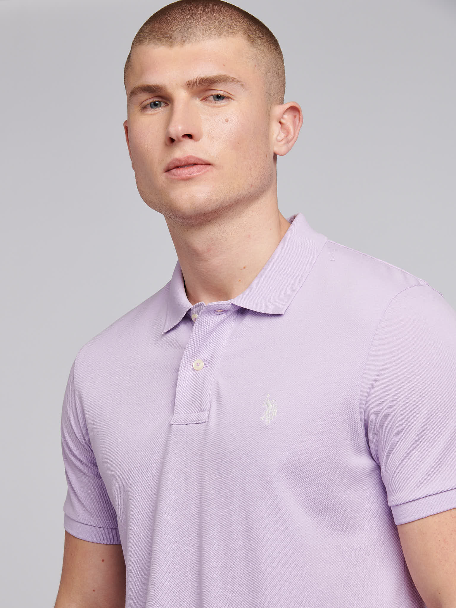 Mens Double Horsemen Polo Shirt Lilac Breeze - Image 2