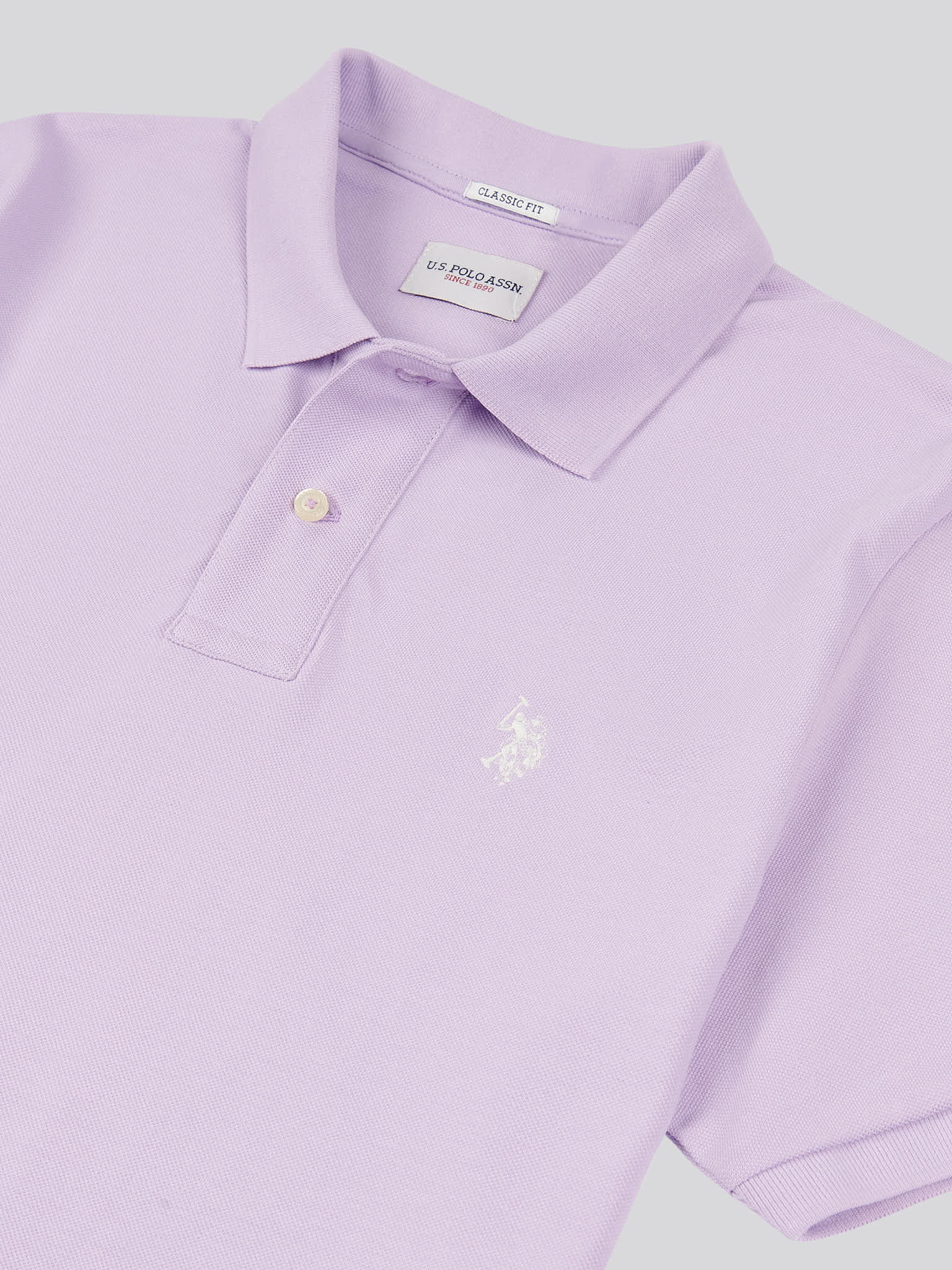 Mens Double Horsemen Polo Shirt Lilac Breeze - Image 7