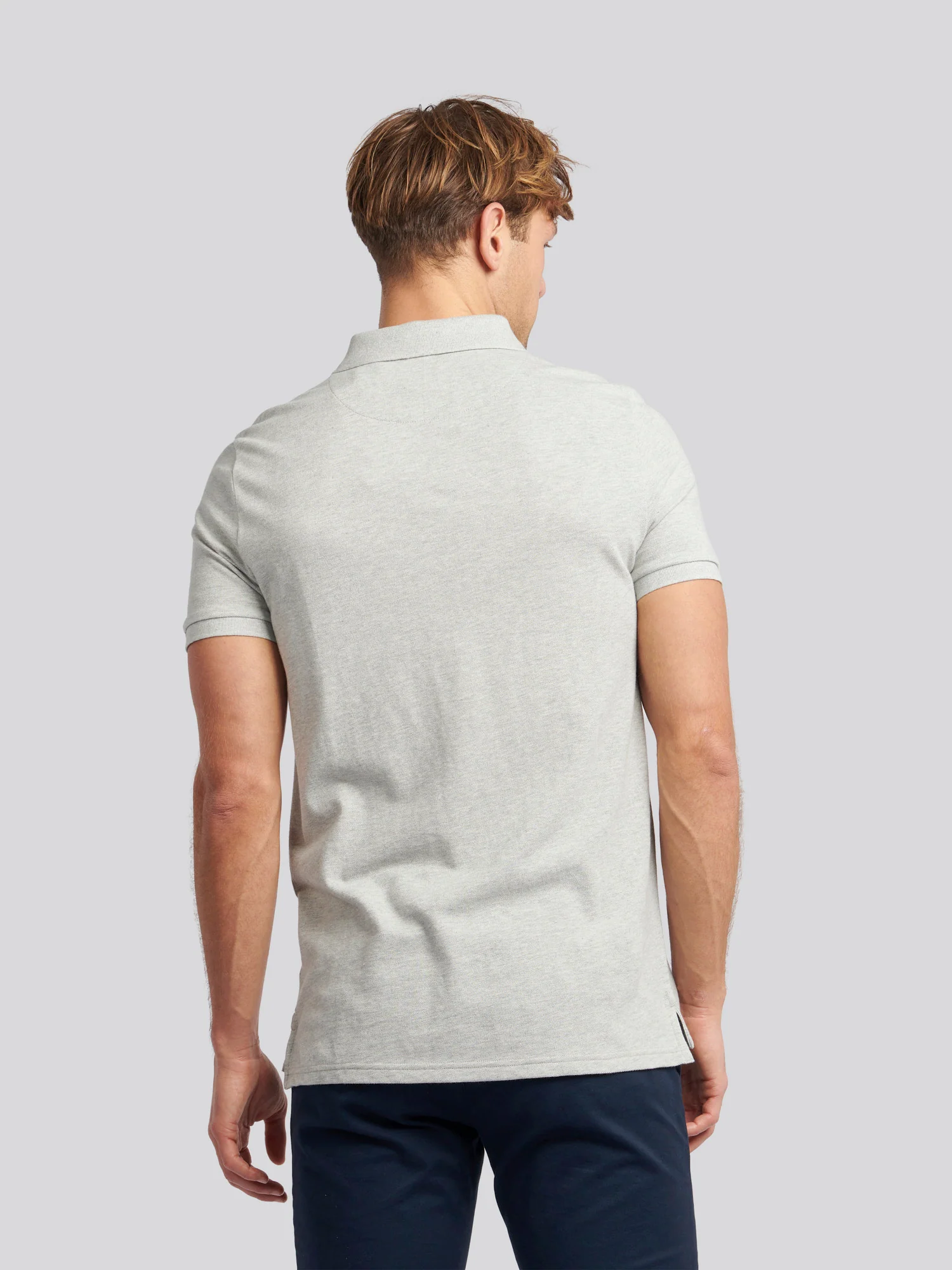 Mens Double Horsemen Polo Shirt Mid Grey Marl - Image 4