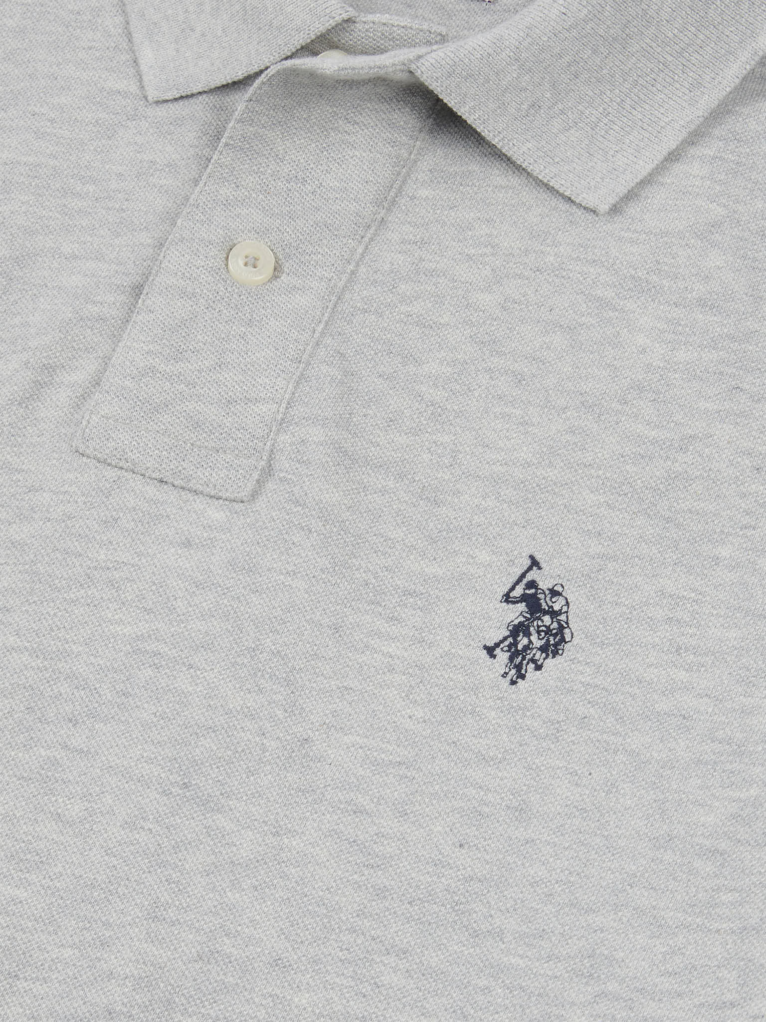 Mens Double Horsemen Polo Shirt Mid Grey Marl - Image 8