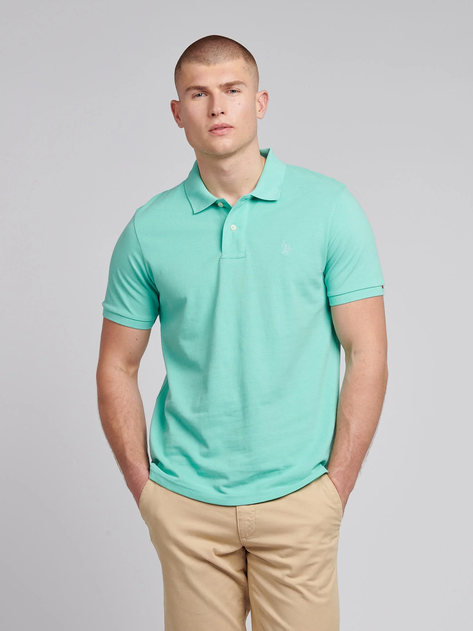 Mens Double Horsemen Polo Shirt Pool Blue