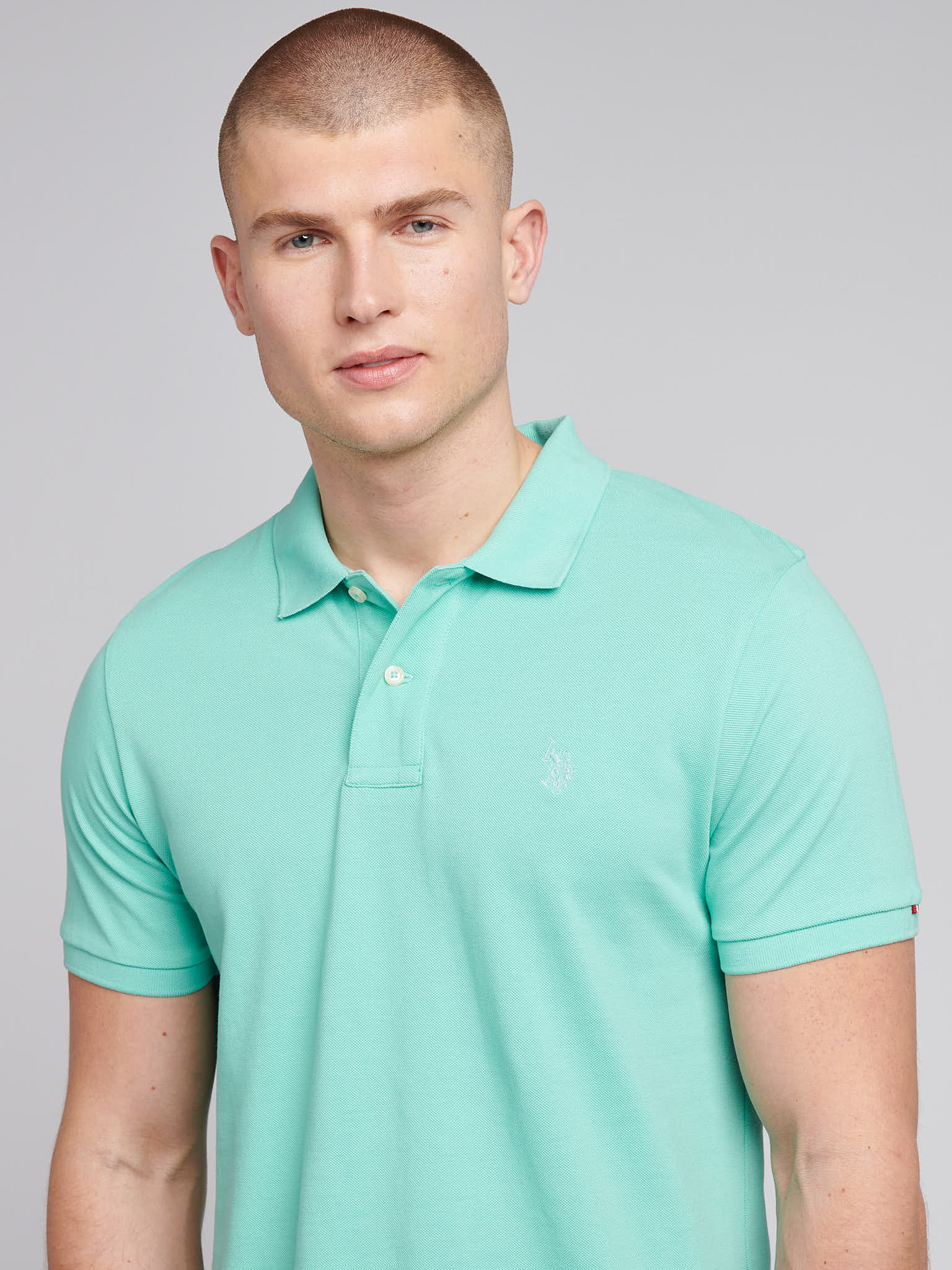 Mens Double Horsemen Polo Shirt Pool Blue - Image 2