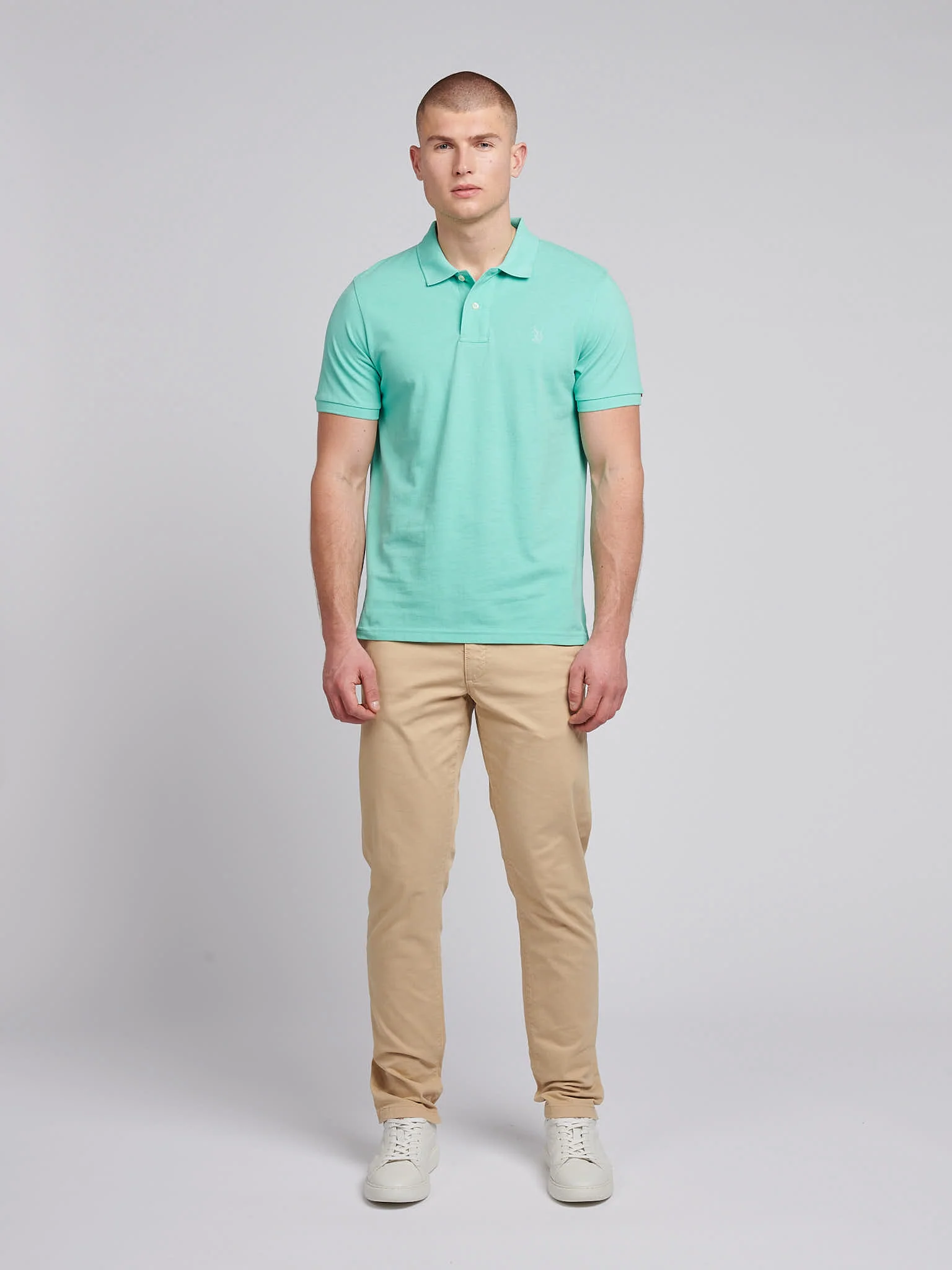 Mens Double Horsemen Polo Shirt Pool Blue - Image 3
