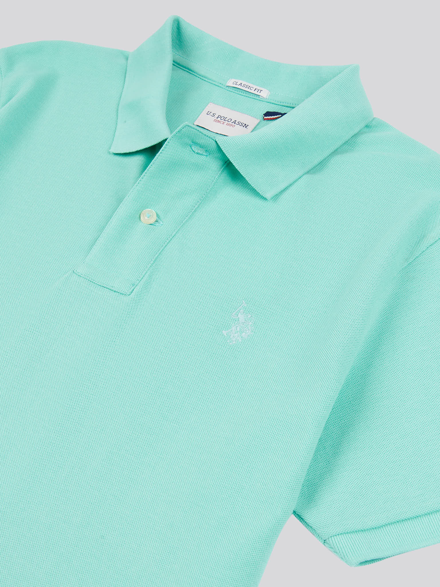 Mens Double Horsemen Polo Shirt Pool Blue - Image 7