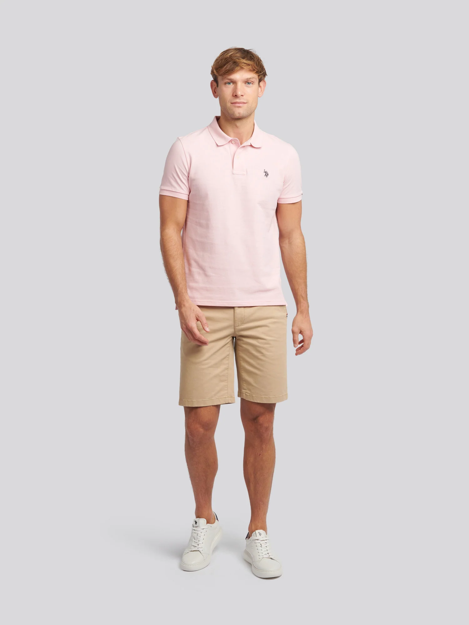 Mens Double Horsemen Polo Shirt Tickled Pink - Image 3