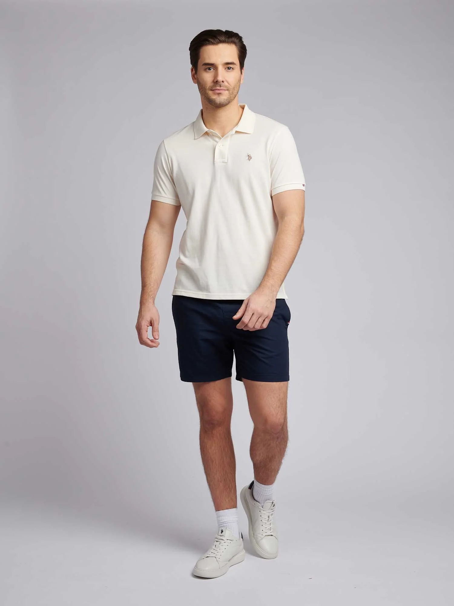 Mens Double Horsemen Polo Shirt Whisper White - Image 4