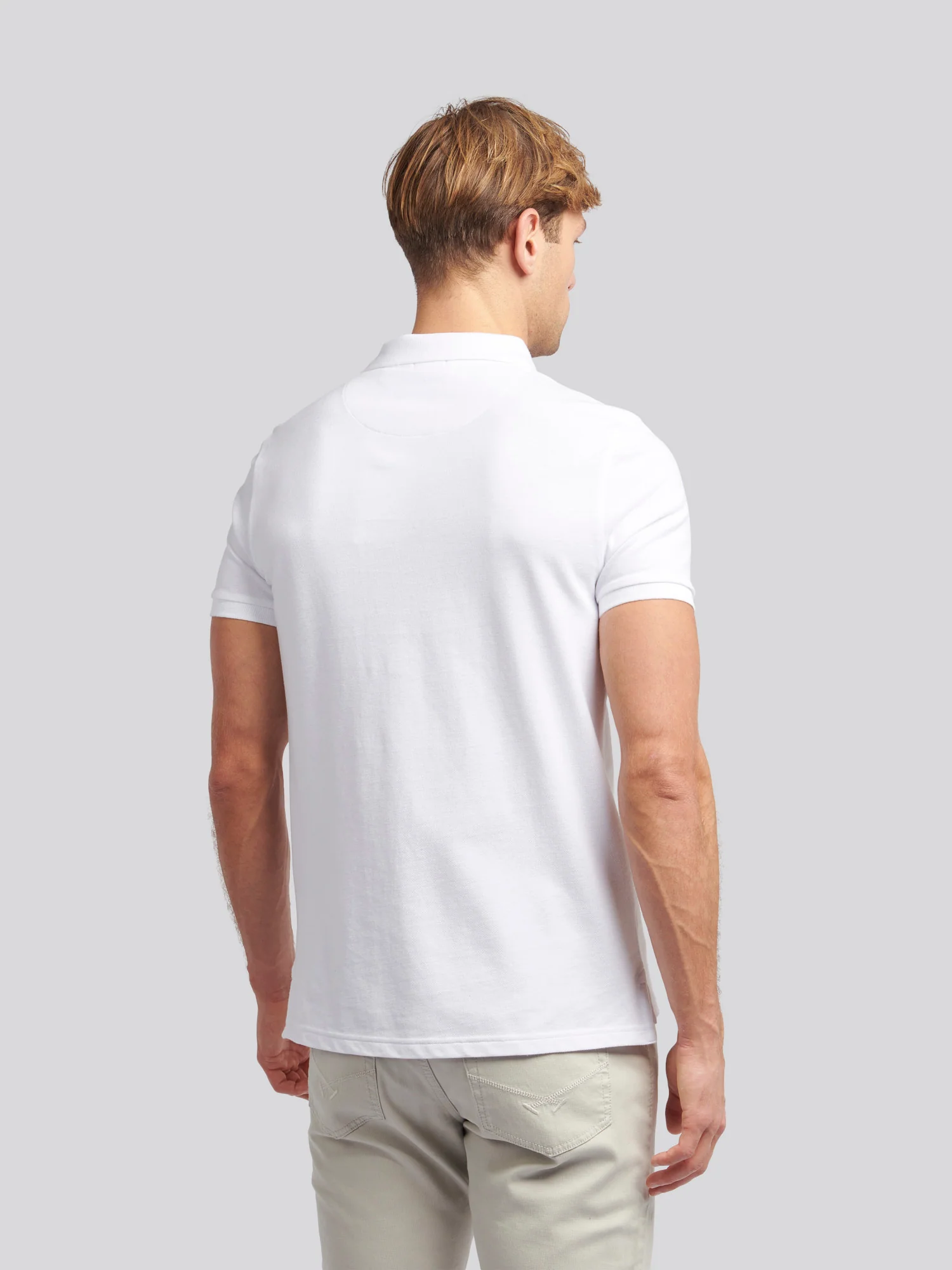 Mens Double Horsemen Polo Shirt White / Dark Sapphire Navy DHM - Image 4