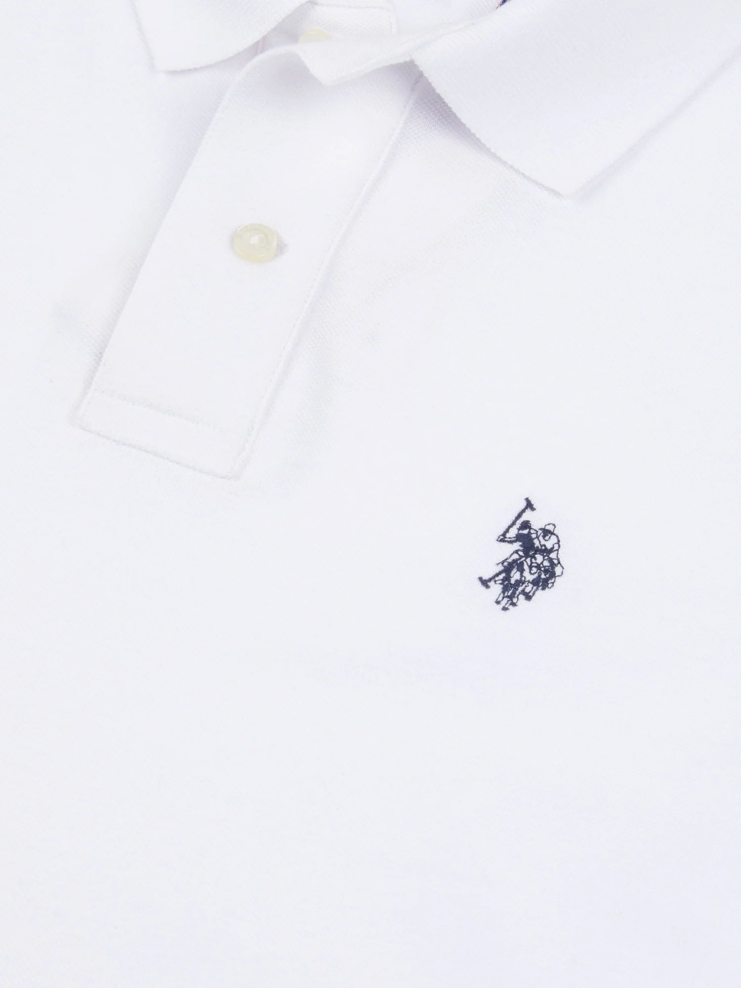Mens Double Horsemen Polo Shirt White / Dark Sapphire Navy DHM - Image 7