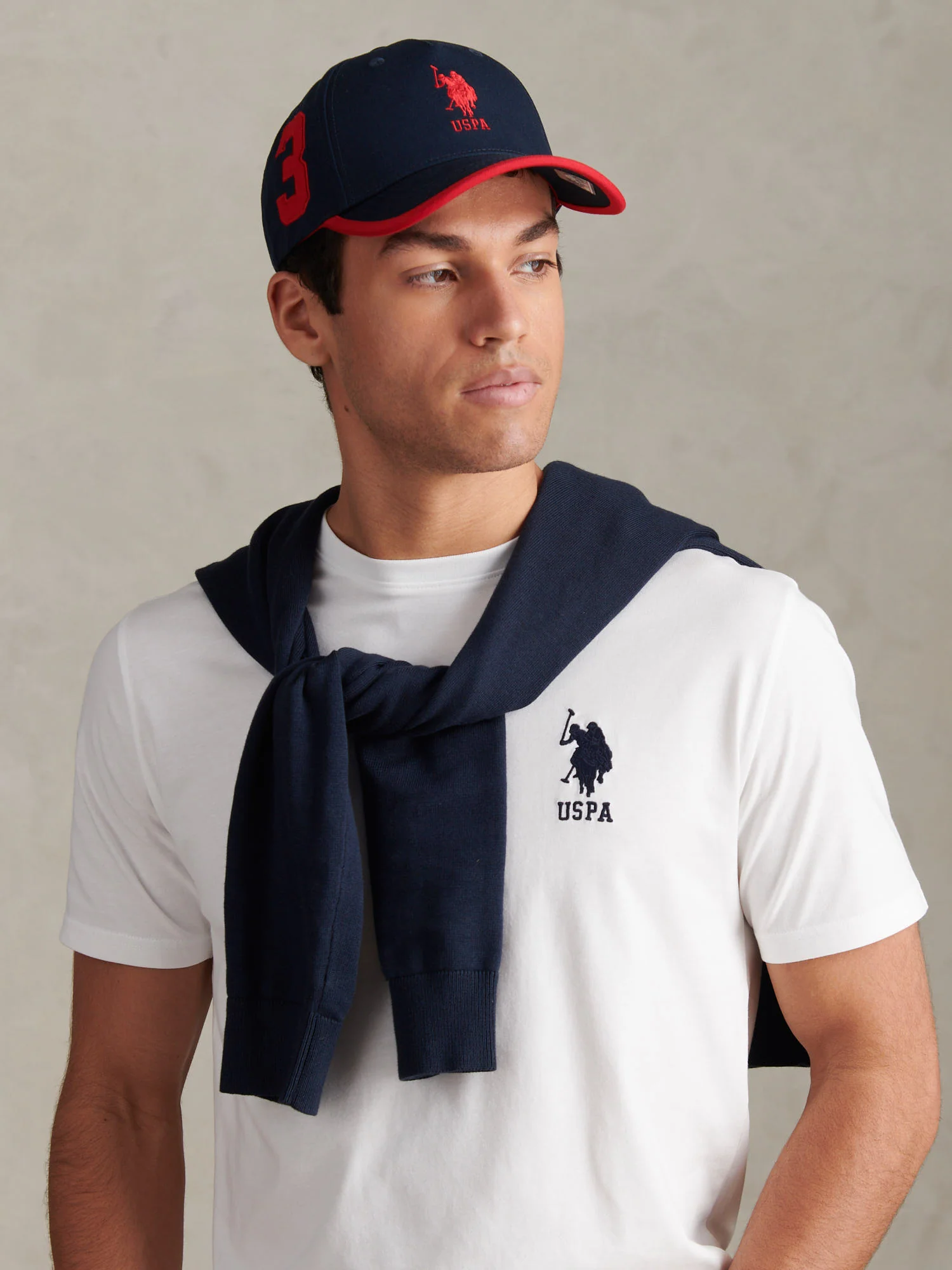 Mens Player 3 Baseball Cap Dark Sapphire Navy / Haute Red DHM